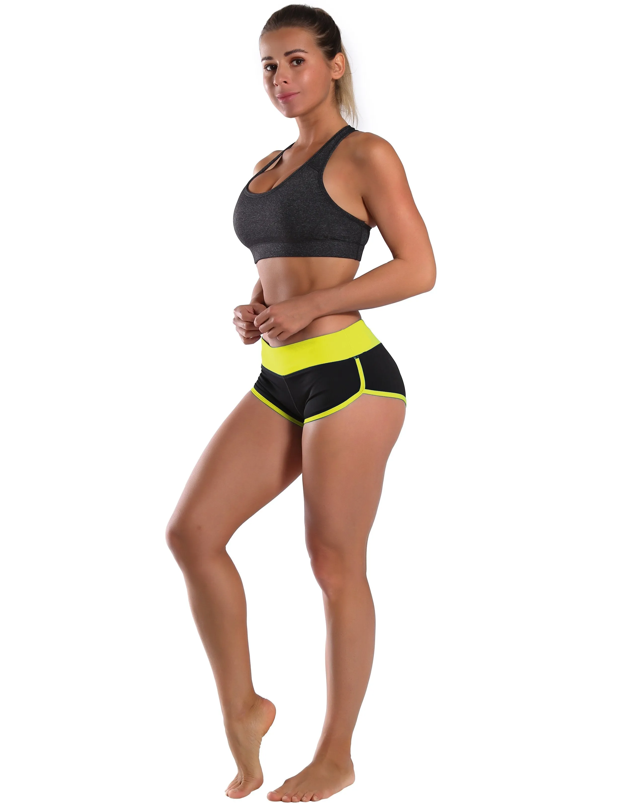 030 Sexy Booty Yoga Shorts fluorescentyellow_black ins_yoga
