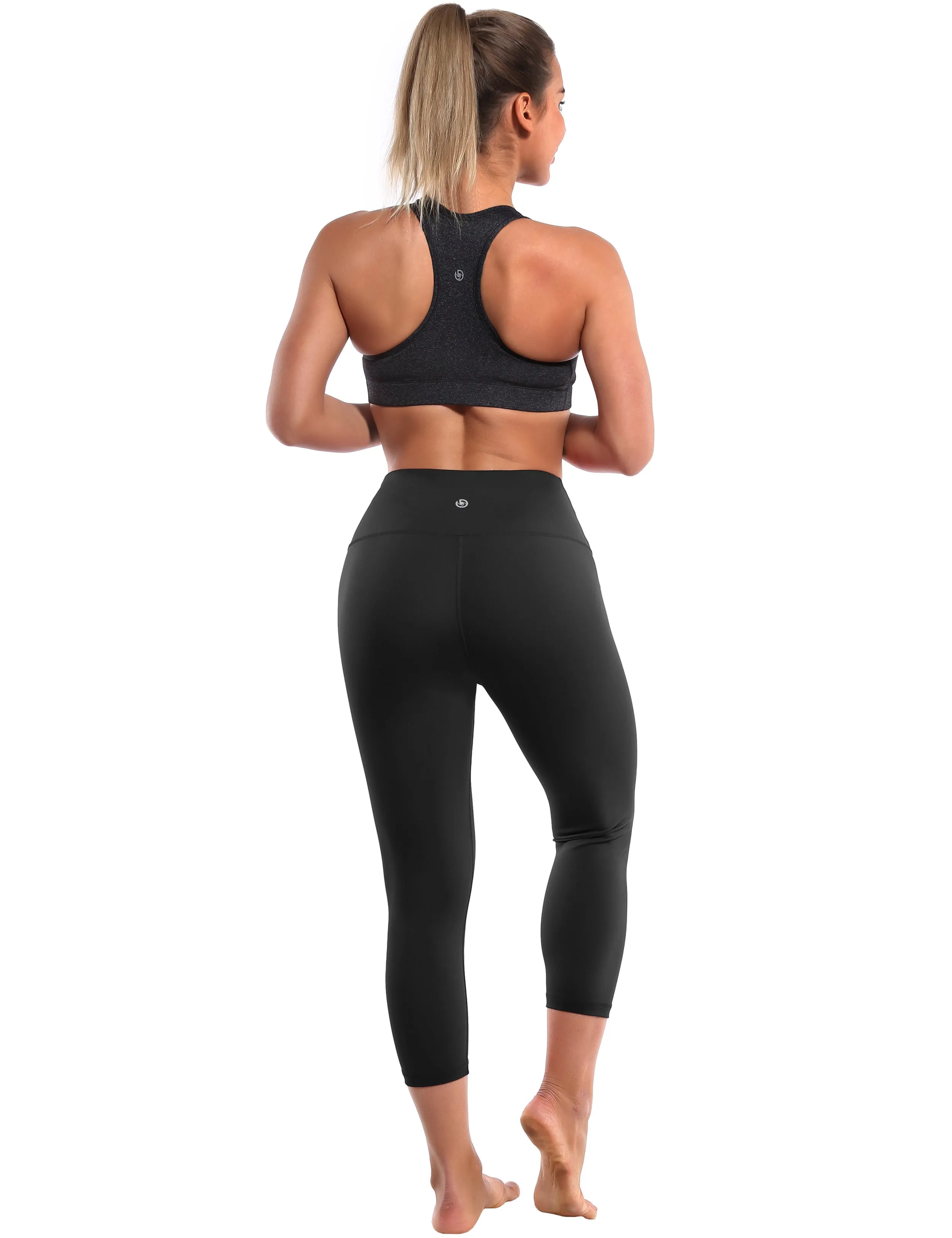 19" High Waist Crop Tight Capris black_yoga