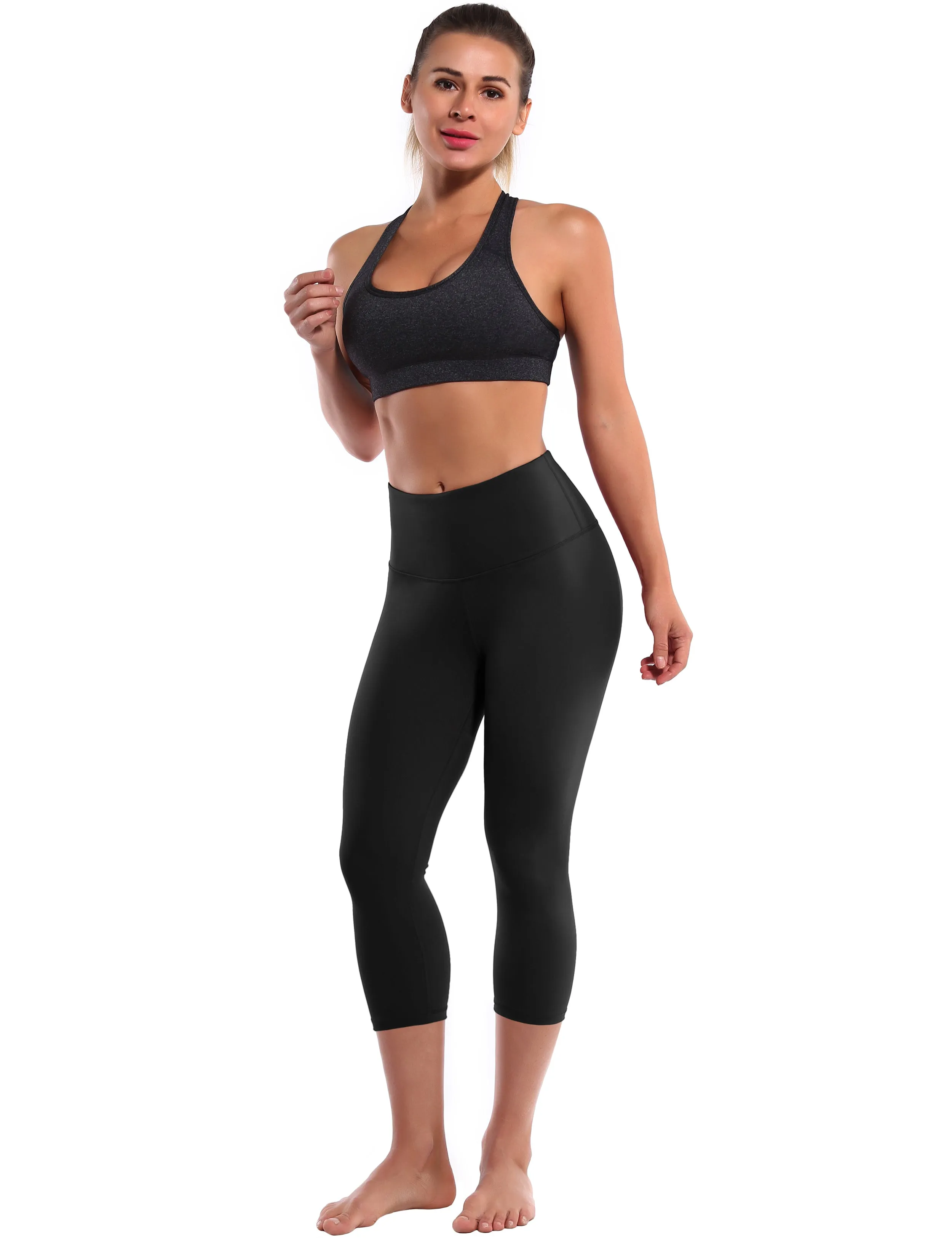 19" High Waist Crop Tight Capris black_yoga