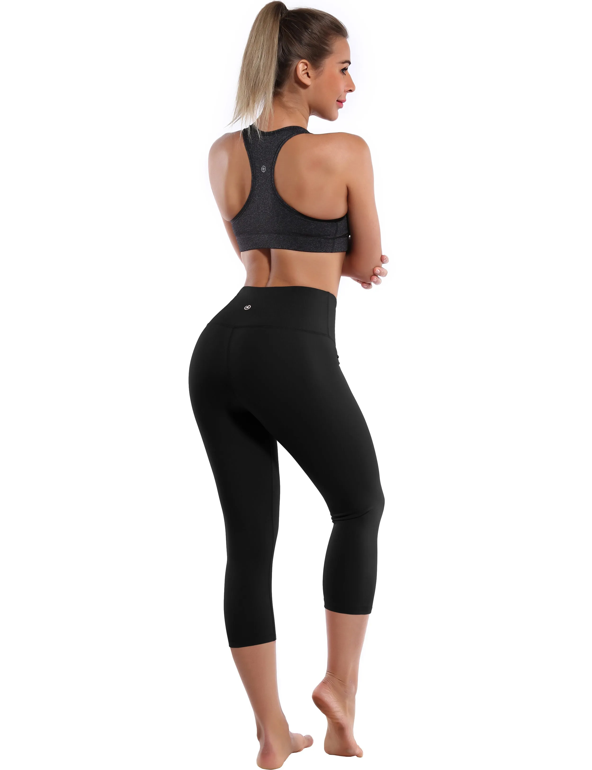 19" High Waist Crop Tight Capris black_yoga