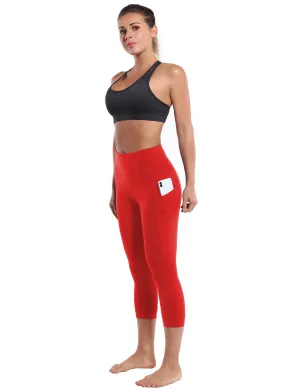19" High Waist Side Pockets Capris scarlet_yoga