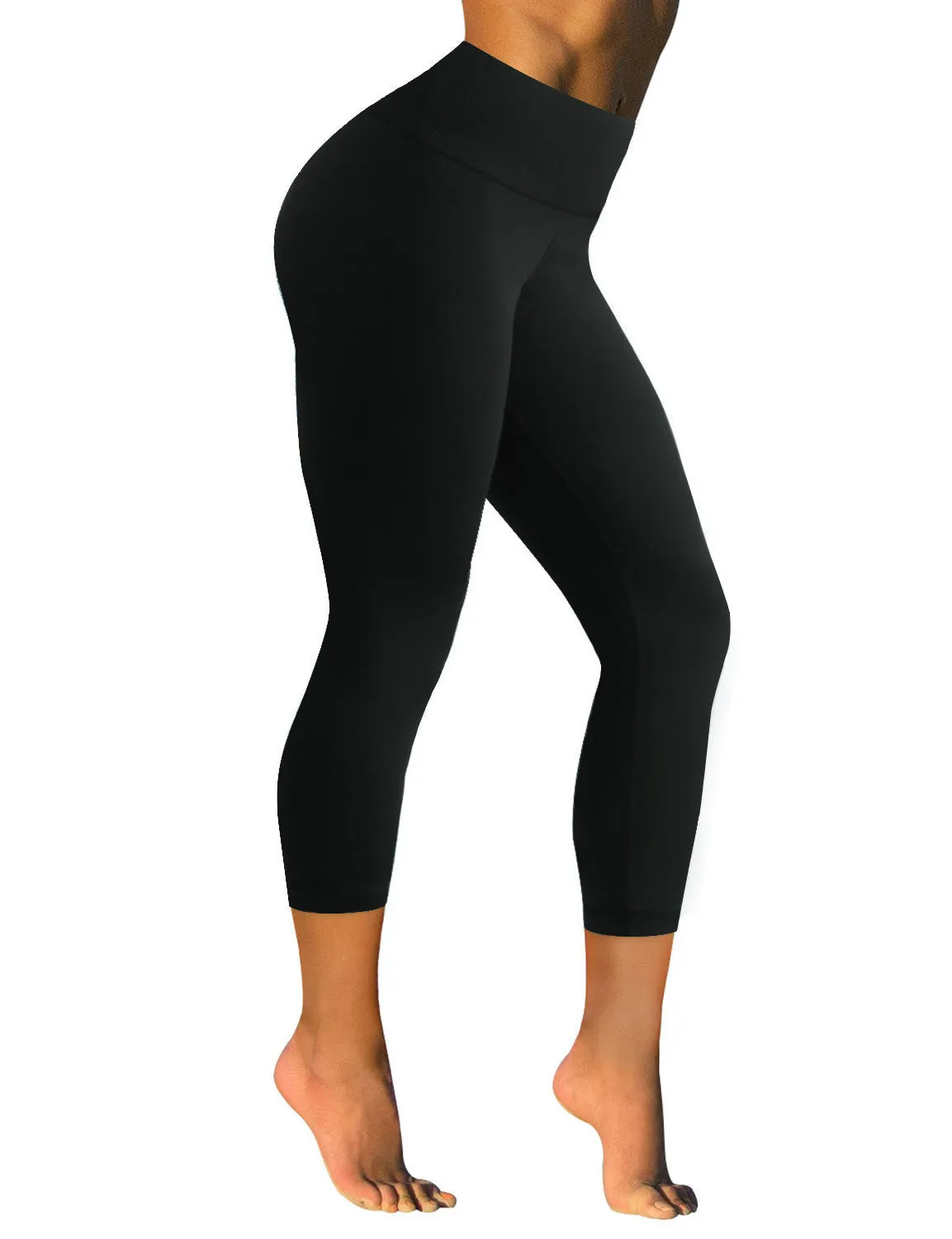 22" High Waist Crop Tight Capris black_yoga