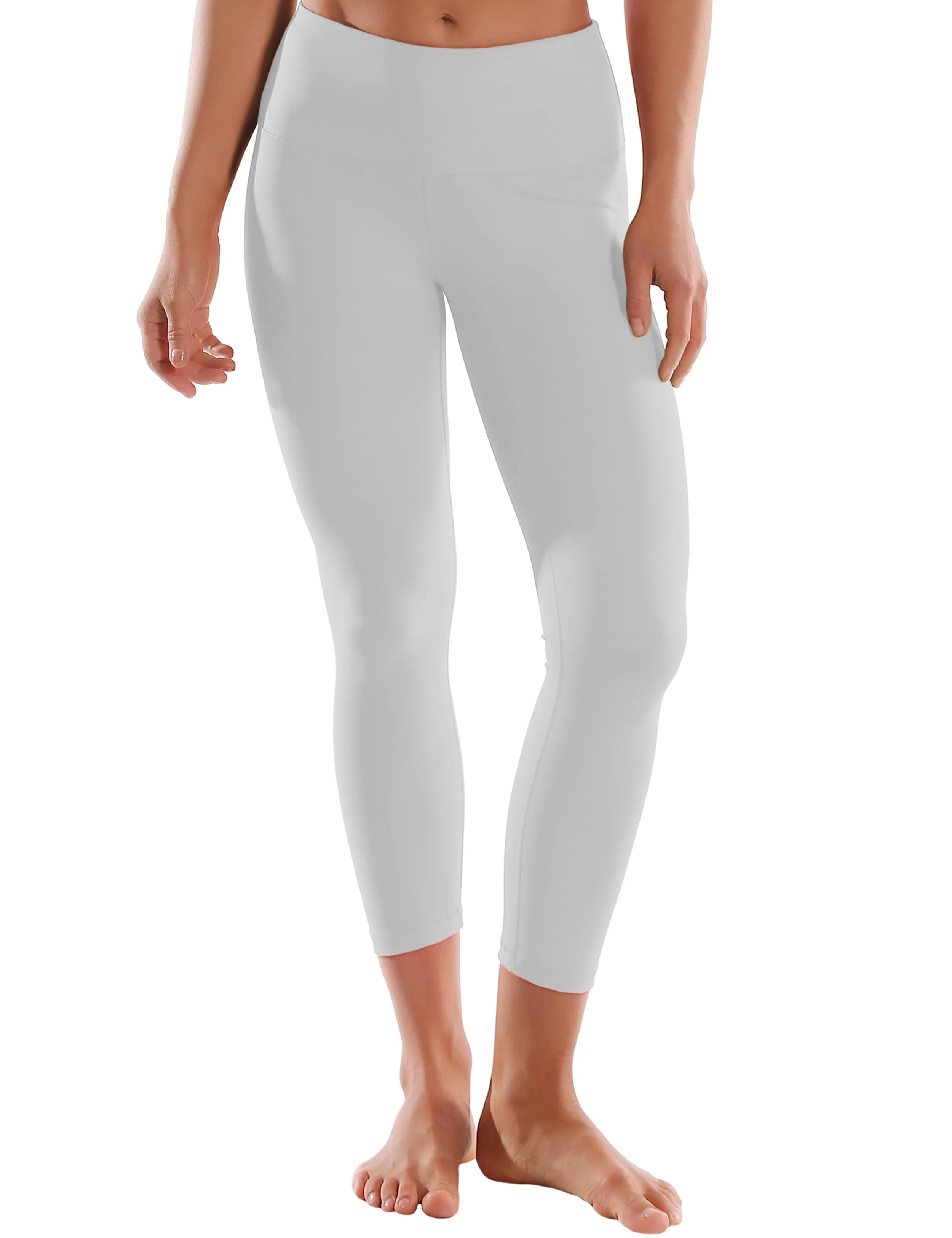 22" High Waist Crop Tight Capris lightgray ins_yoga