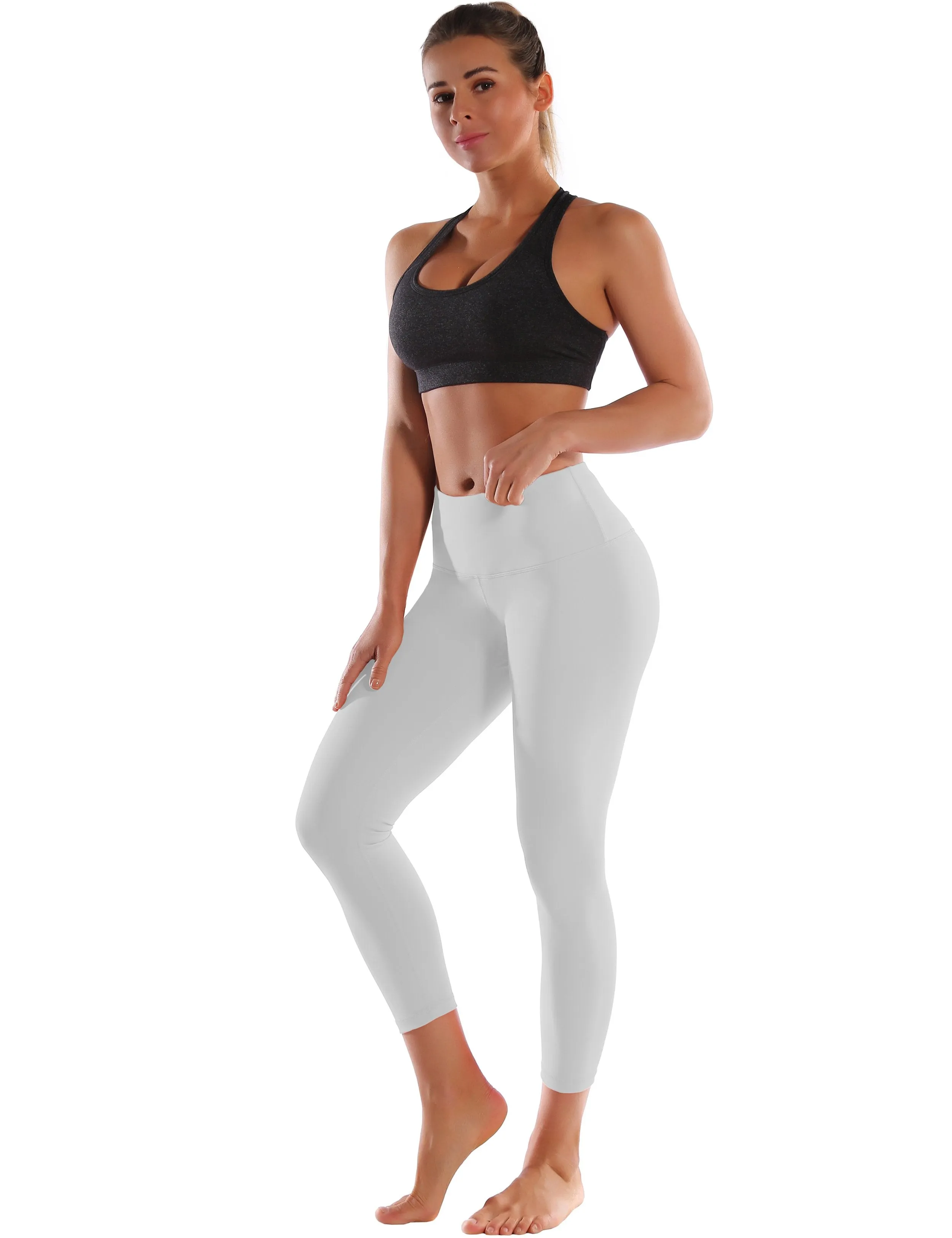 22" High Waist Crop Tight Capris lightgray ins_yoga