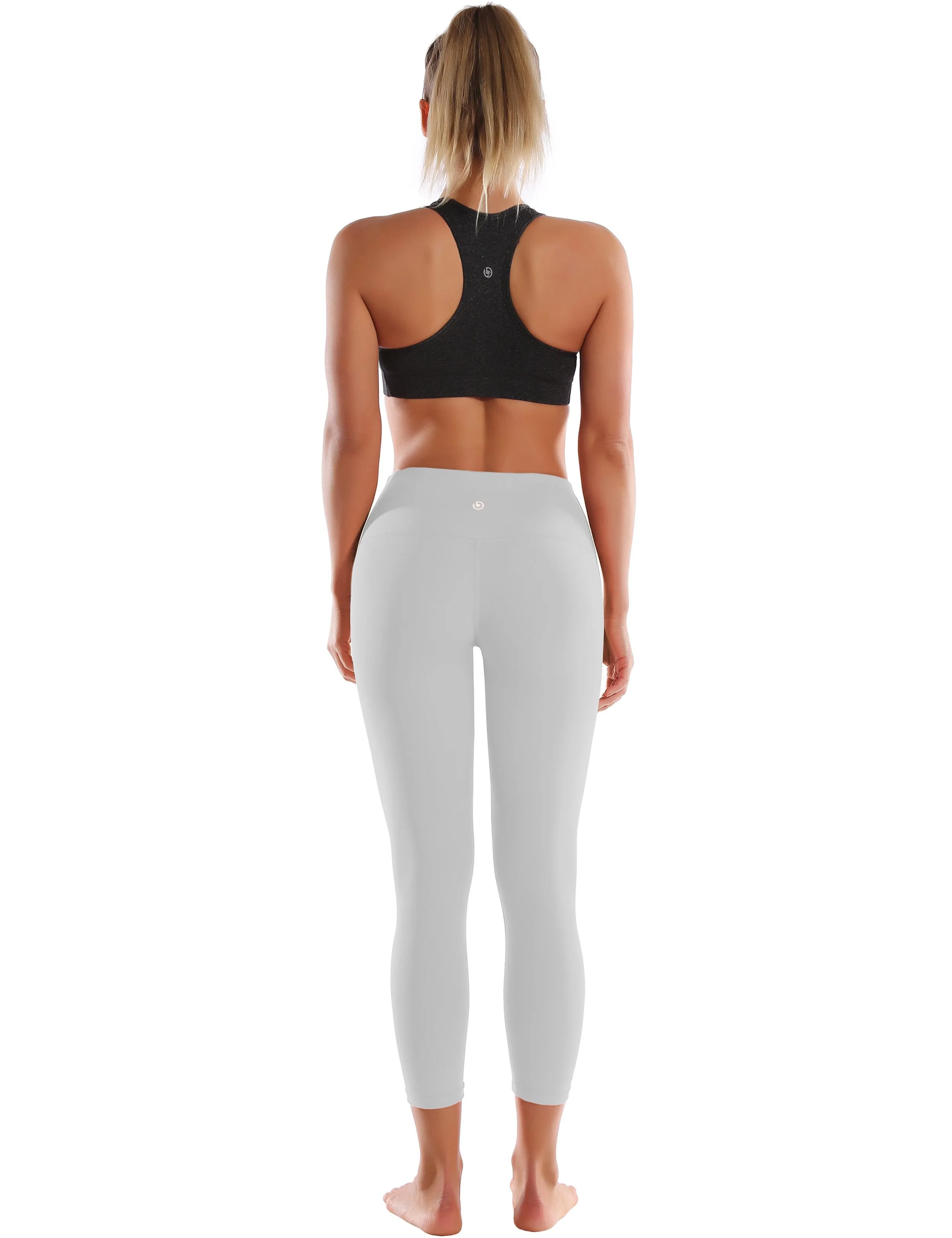 22" High Waist Crop Tight Capris lightgray ins_yoga