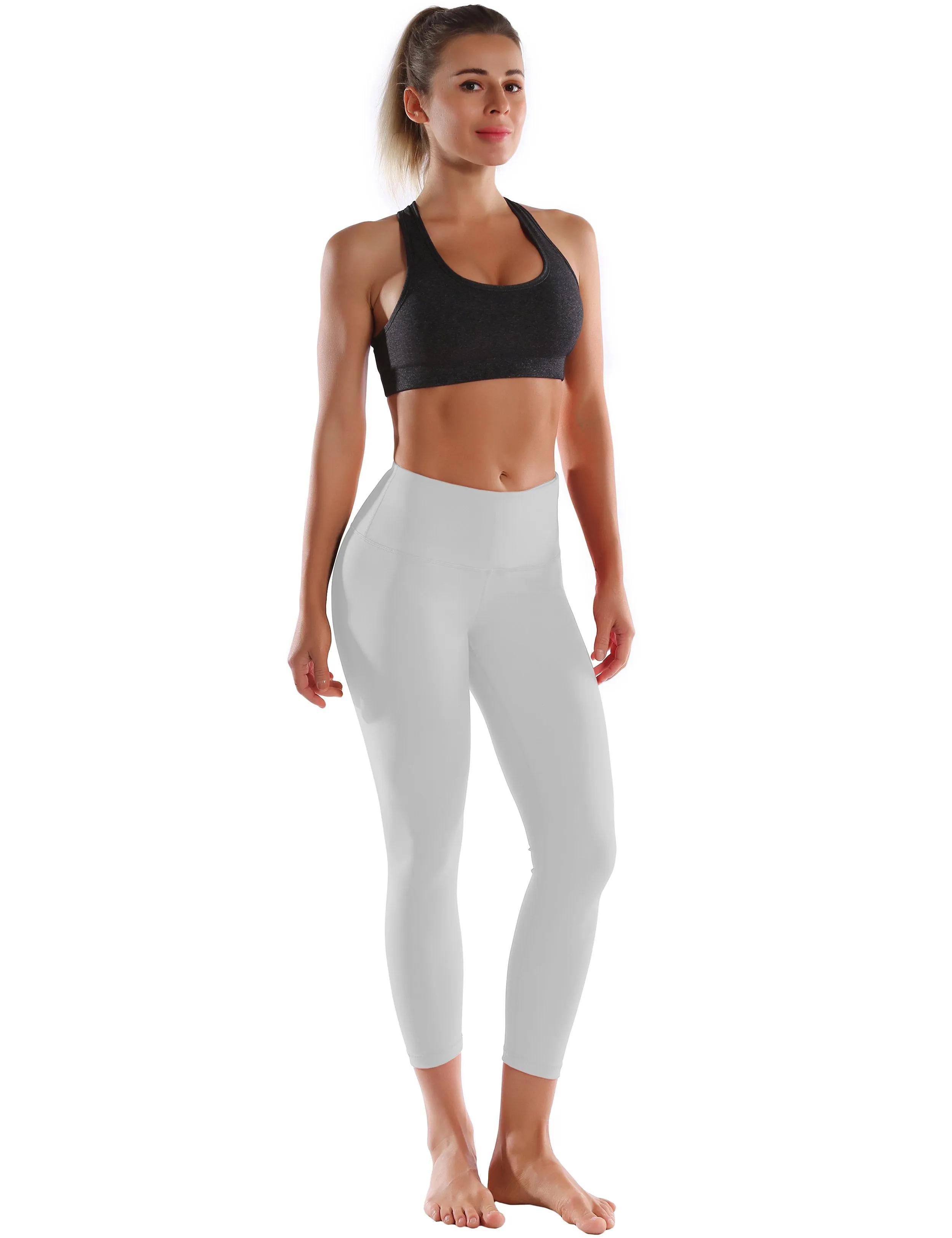 22" High Waist Crop Tight Capris lightgray ins_yoga