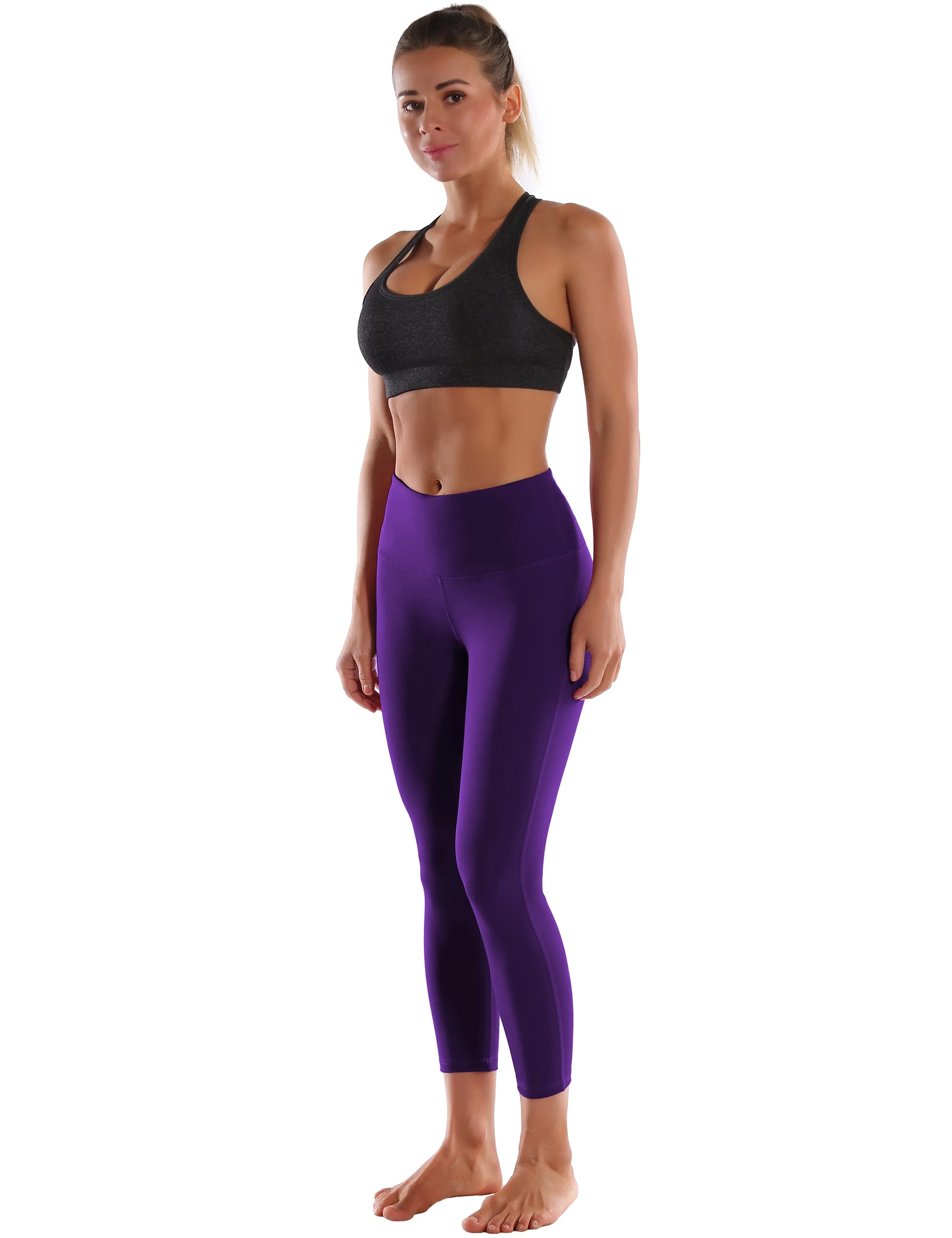 22" High Waist Side Line Capris eggplantpurple_yoga