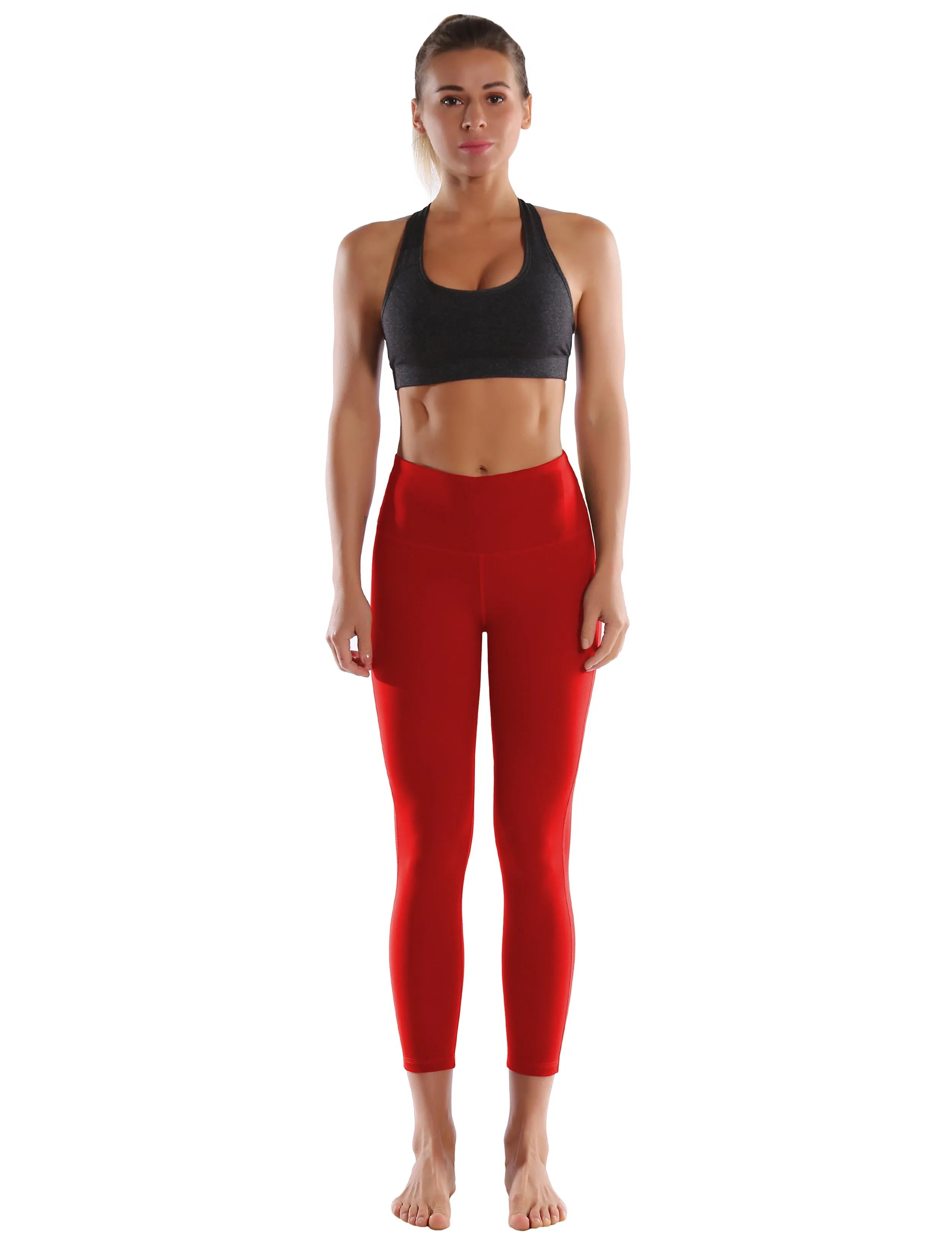 22" High Waist Side Line Capris scarlet_yoga