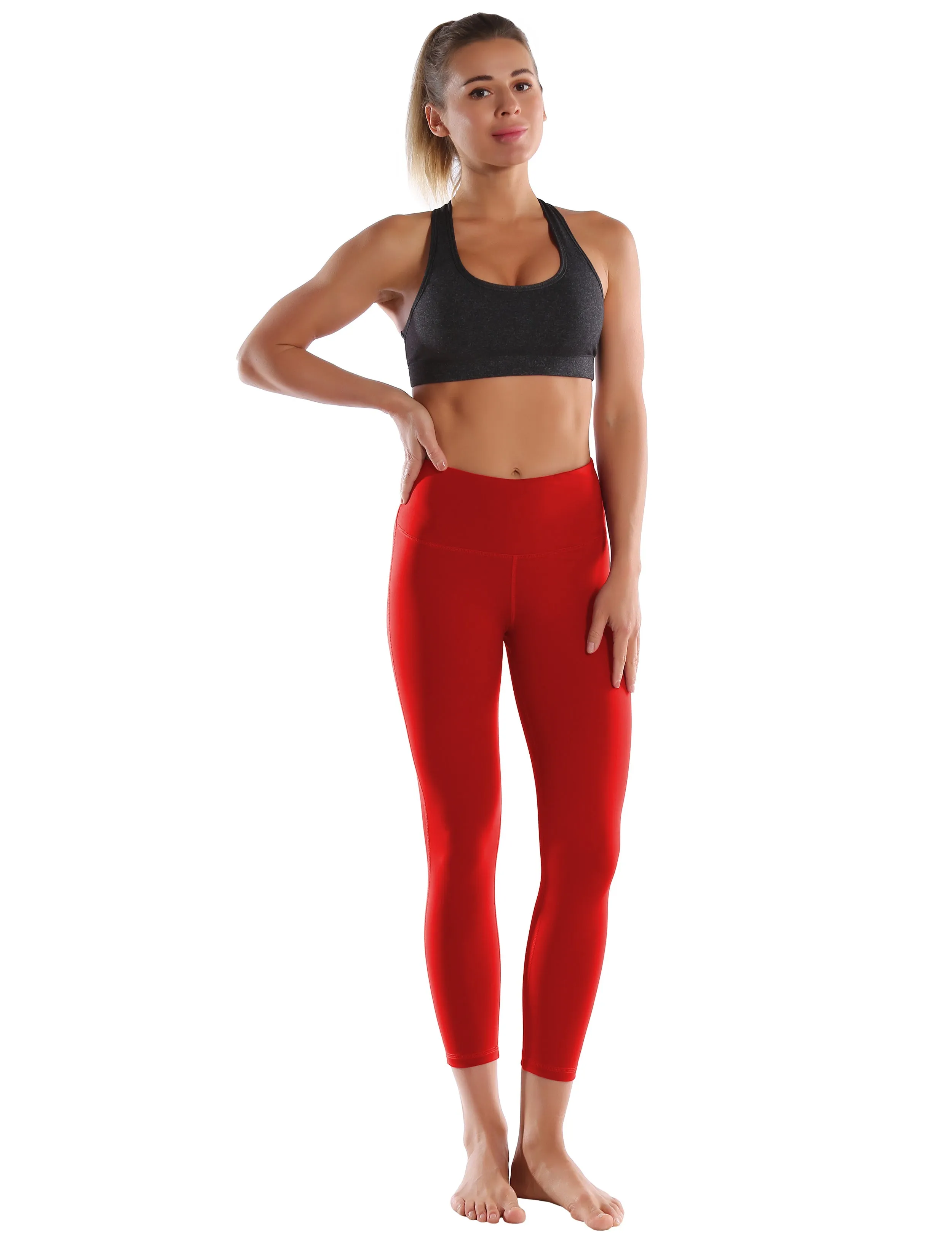 22" High Waist Side Line Capris scarlet_yoga