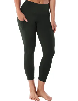 22" High Waist Side Pockets Capris olivegray_yoga