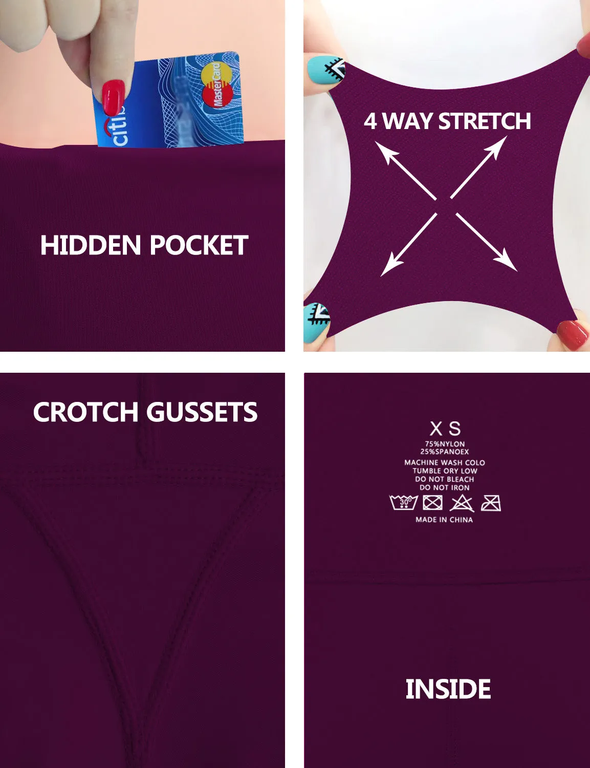22" High Waist Side Pockets Capris plum_yoga