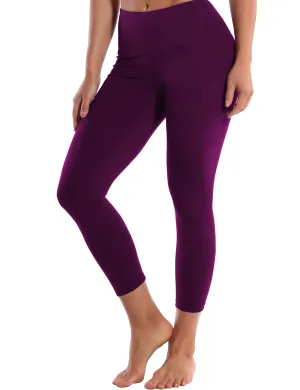 22" High Waist Side Pockets Capris plum_yoga