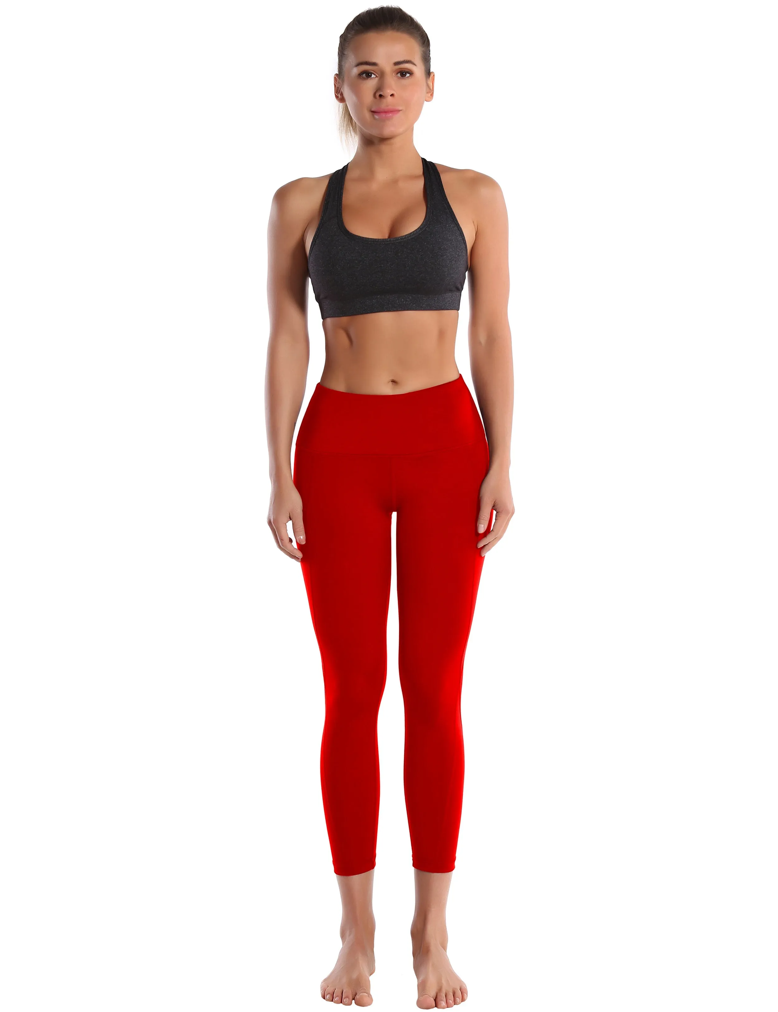 22" High Waist Side Pockets Capris scarlet_yoga