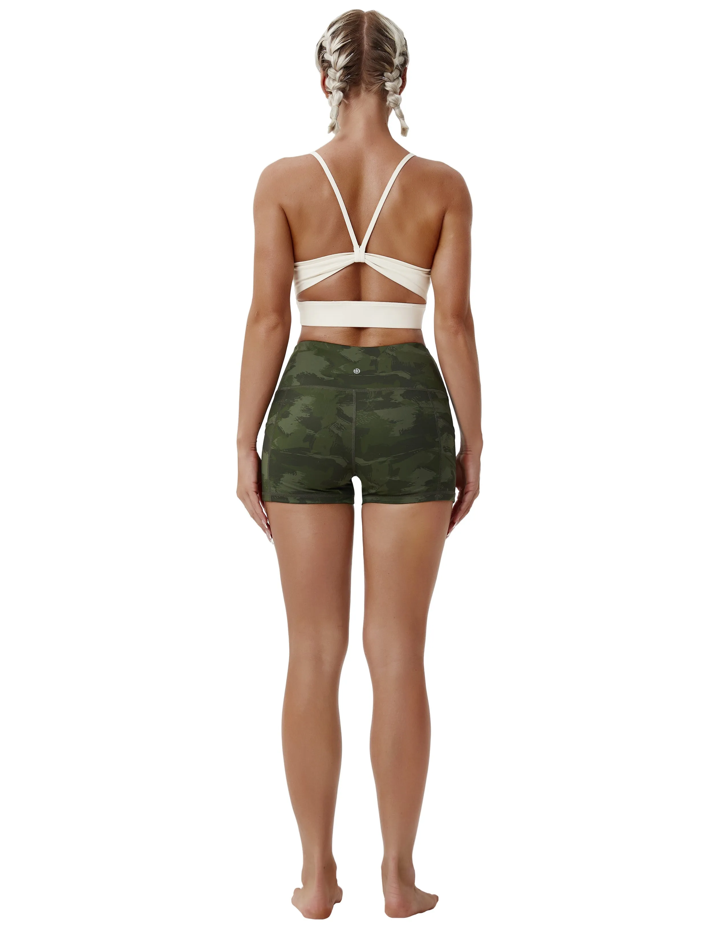 2.5" Printed Side Pockets Yoga Shorts green brushcamo ins_yoga