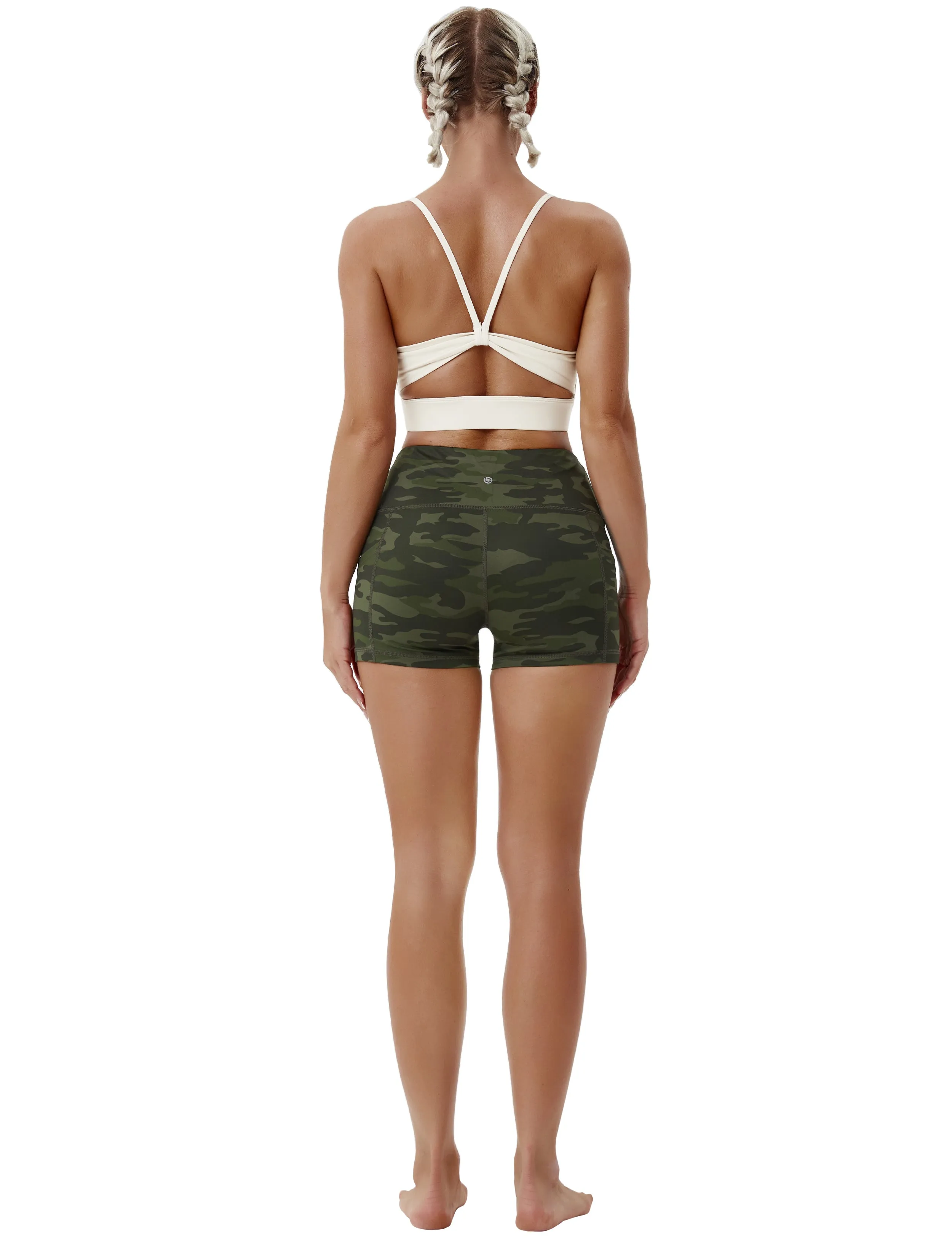 2.5" Printed Side Pockets Yoga Shorts green camo_yoga