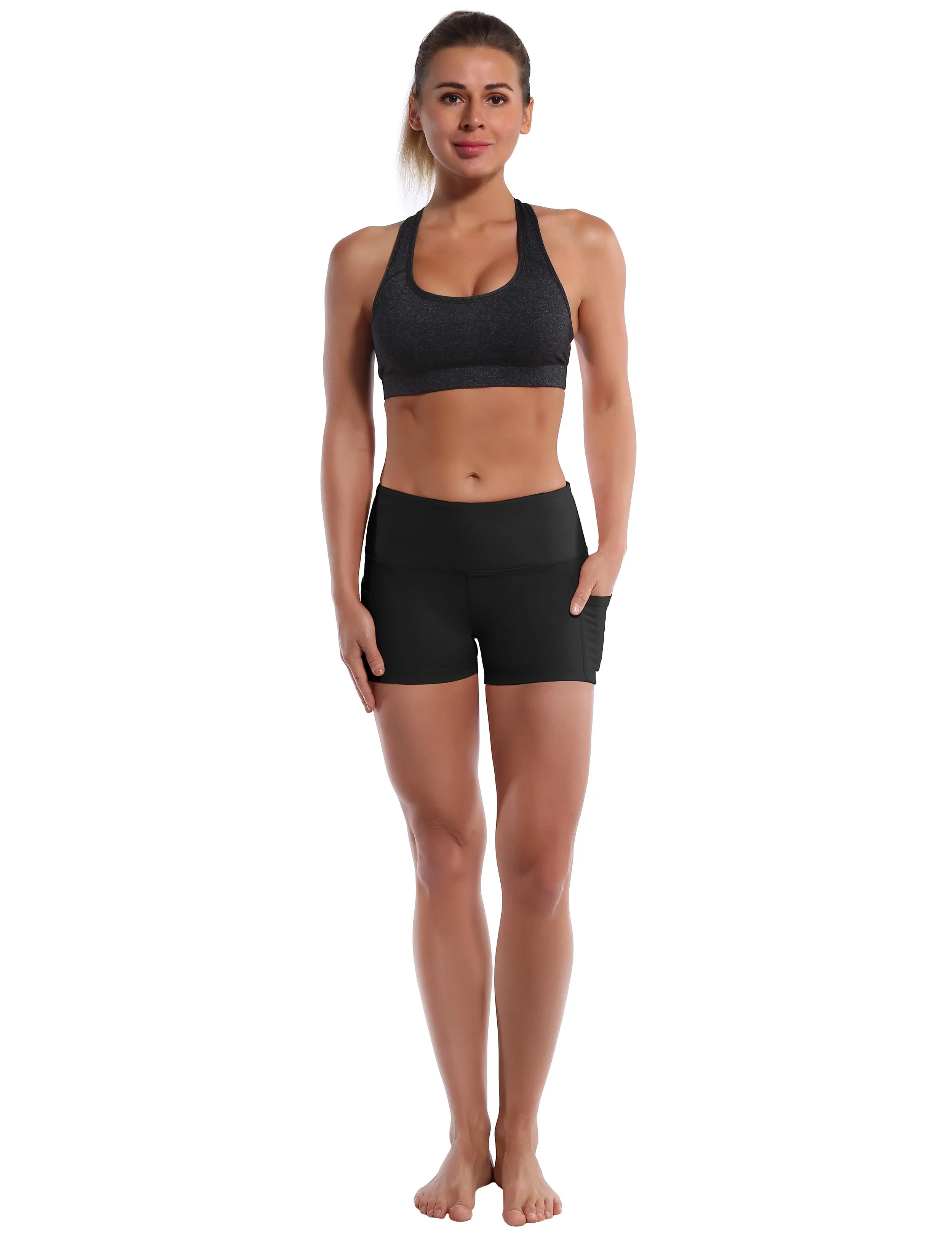 2.5" Side Pockets Yoga Shorts black_yoga