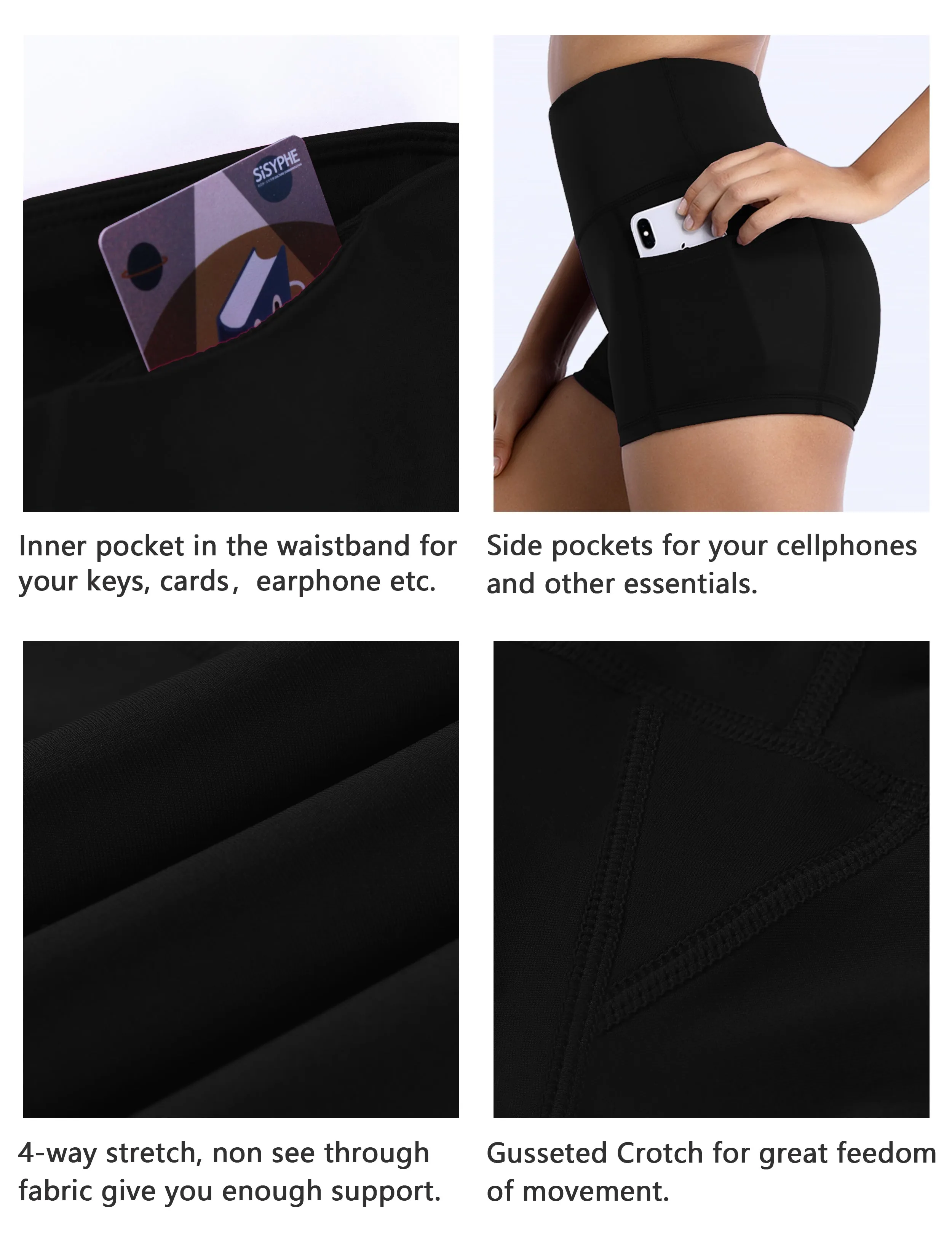 2.5" Side Pockets Yoga Shorts black_yoga