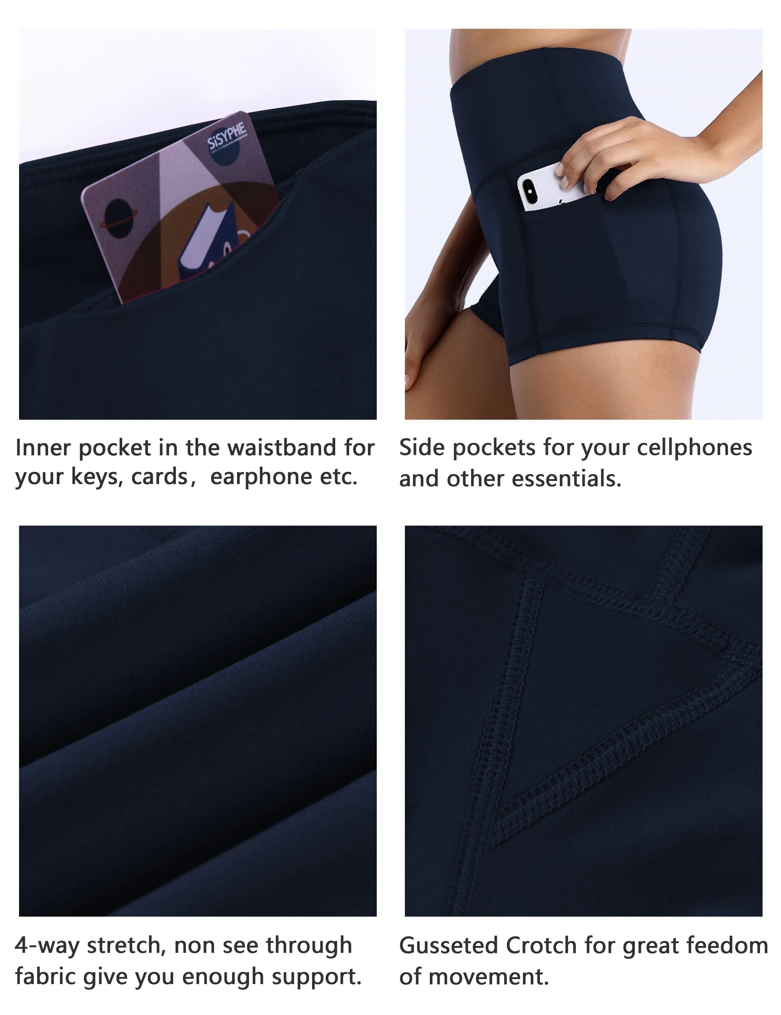 2.5" Side Pockets Yoga Shorts darknavy ins_yoga