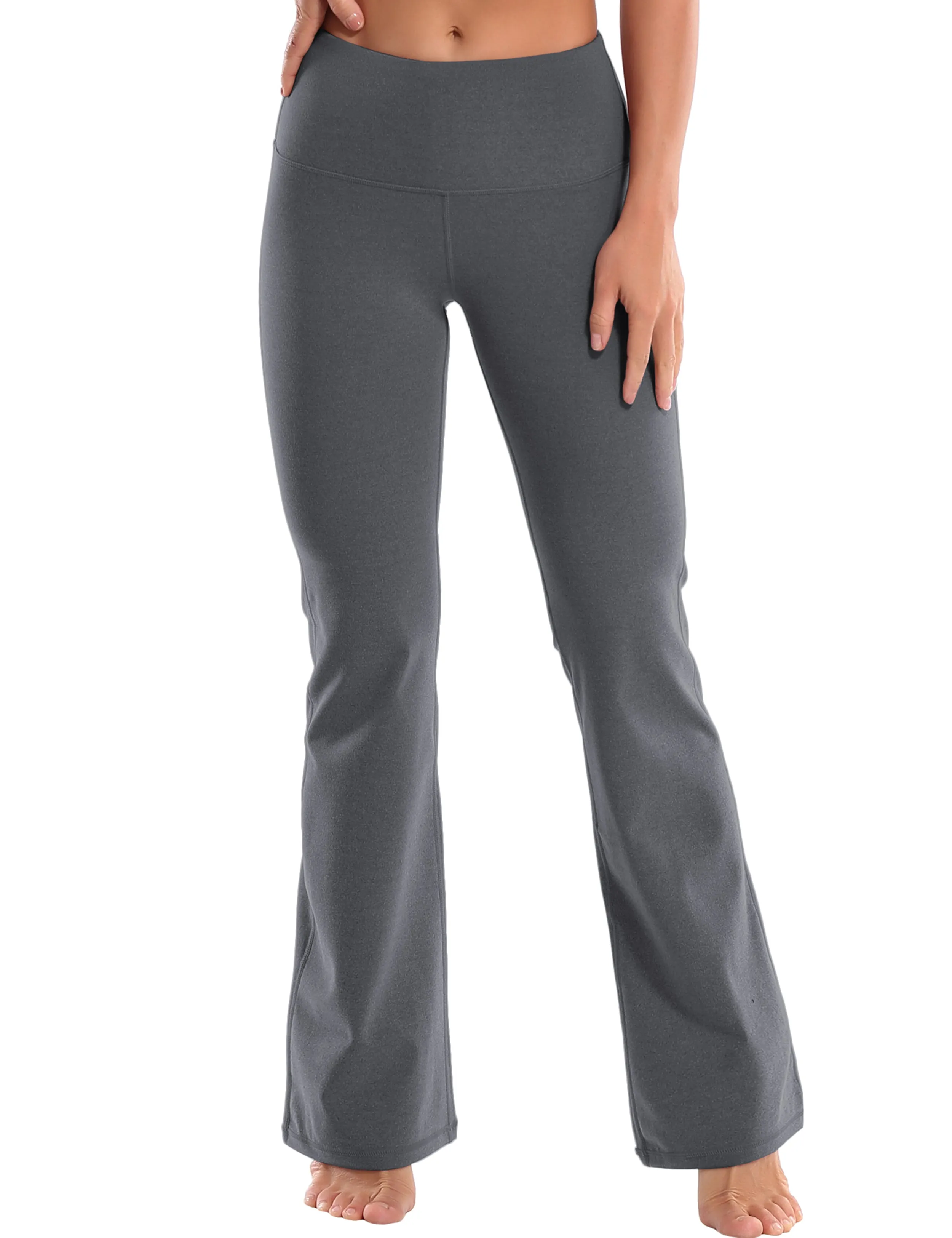 29" 31" 33" 35" 37" High Waist Bootcut Leggings heathercharcoal_yoga