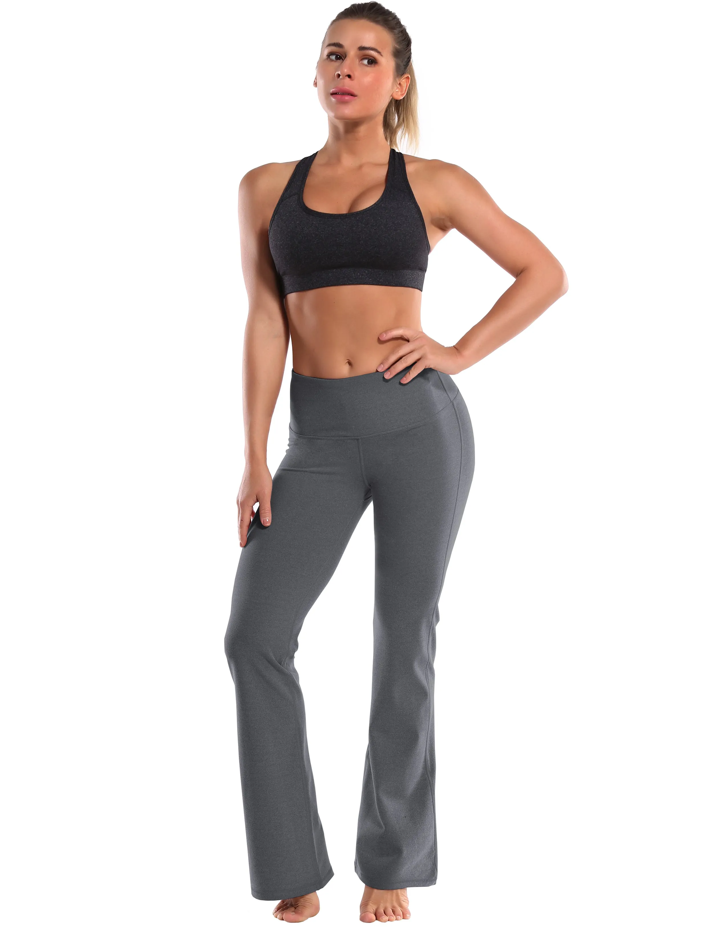 29" 31" 33" 35" 37" High Waist Bootcut Leggings heathercharcoal_yoga