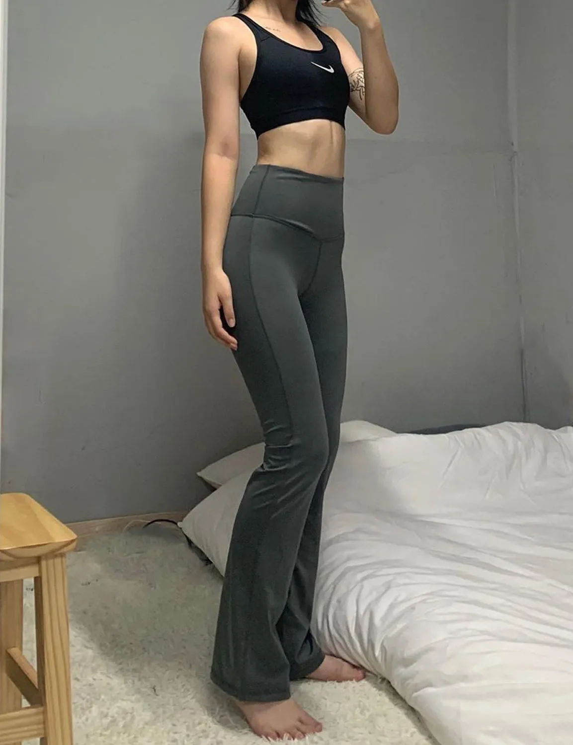 29" 31" 33" 35" 37" High Waist Bootcut Leggings Shadowcharcoal ins_yoga