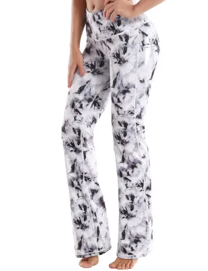 29" 31" 33" 35" 37" High Waist Printed Bootcut Leggings Black Dandelion_yoga