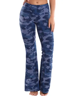 29" 31" 33" 35" 37" High Waist Printed Bootcut Leggings navy brushcamo_yoga