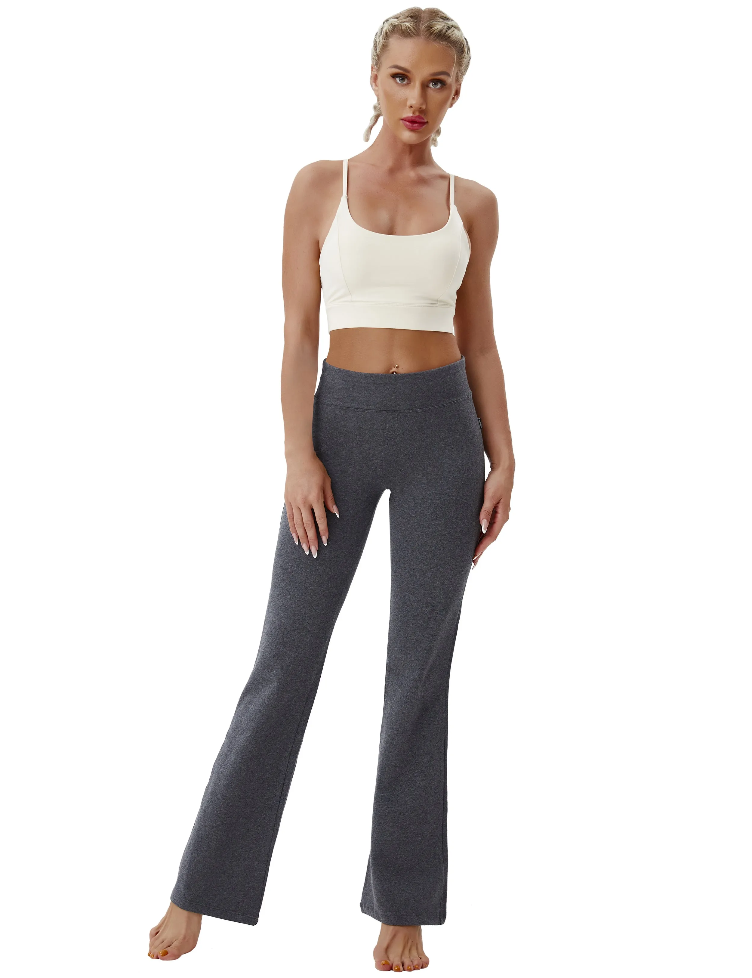 29" 31" 33" 35" Cotton Bootcut Leggings heathercharcoal_yoga