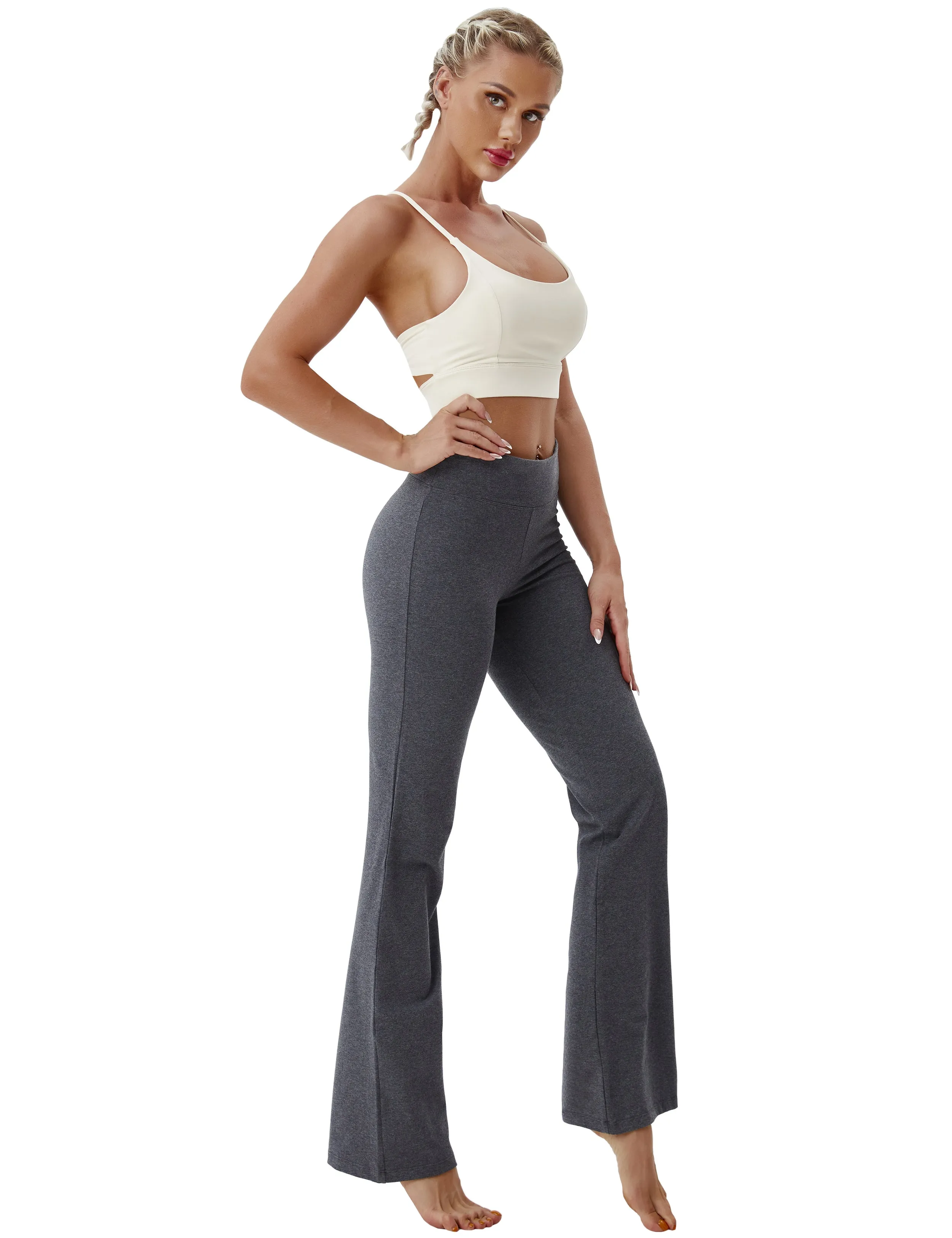 29" 31" 33" 35" Cotton Bootcut Leggings heathercharcoal_yoga