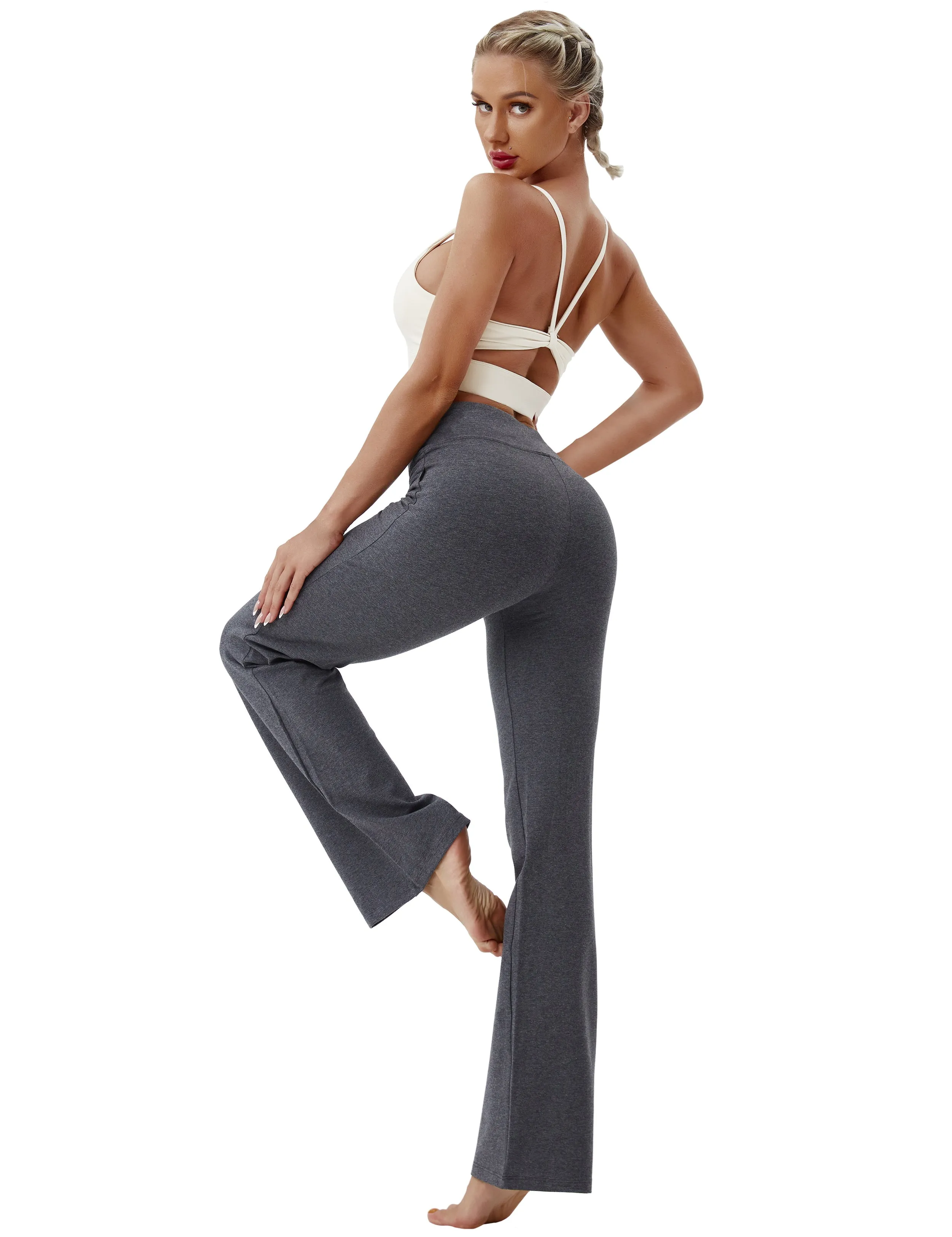 29" 31" 33" 35" Cotton Bootcut Leggings heathercharcoal_yoga