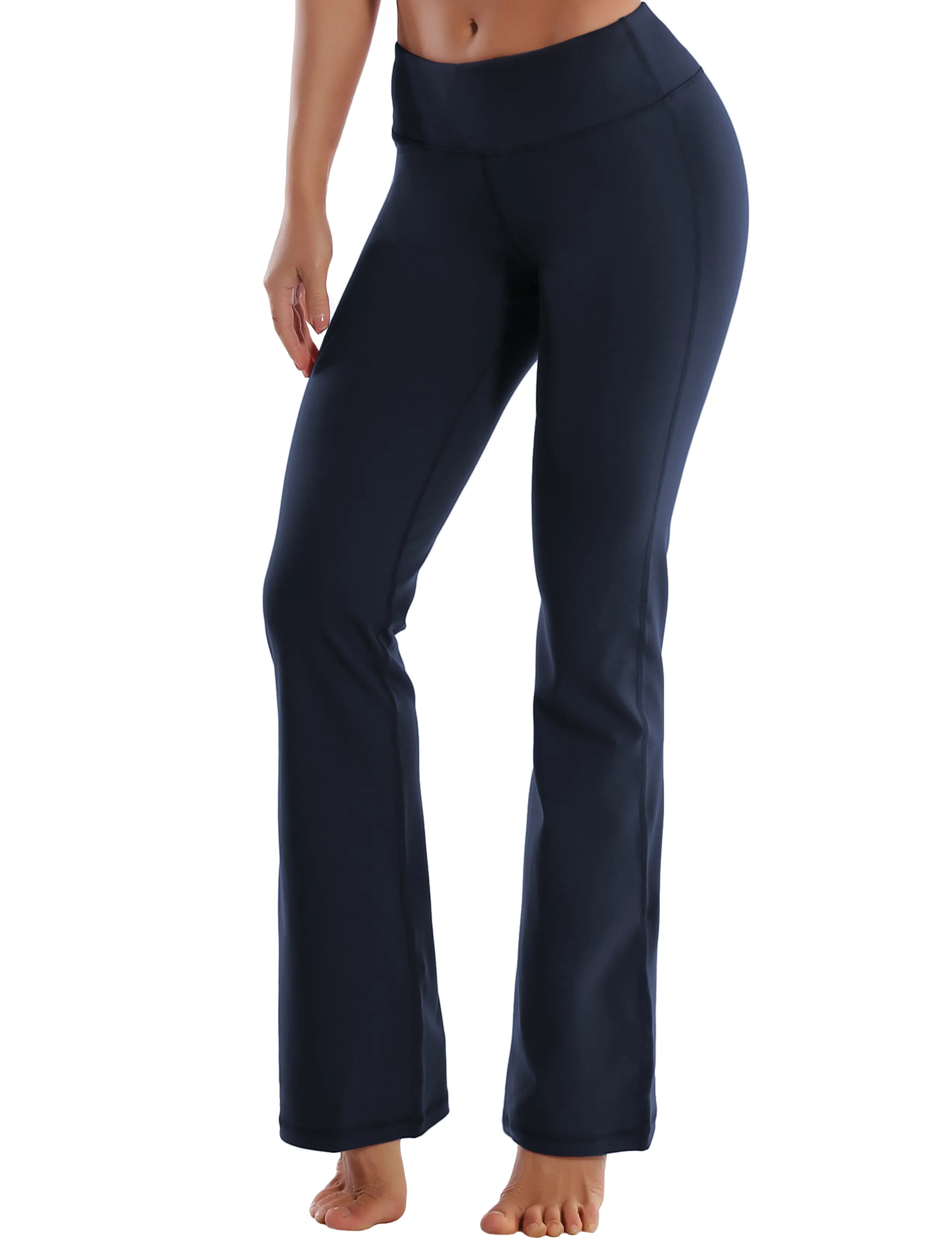 29" 31" 33" 35" Cotton Nylon Bootcut Leggings darknavy_yoga