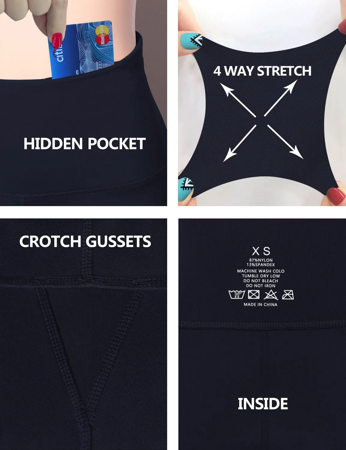 29" 31" 33" 35" Cotton Nylon Bootcut Leggings darknavy_yoga