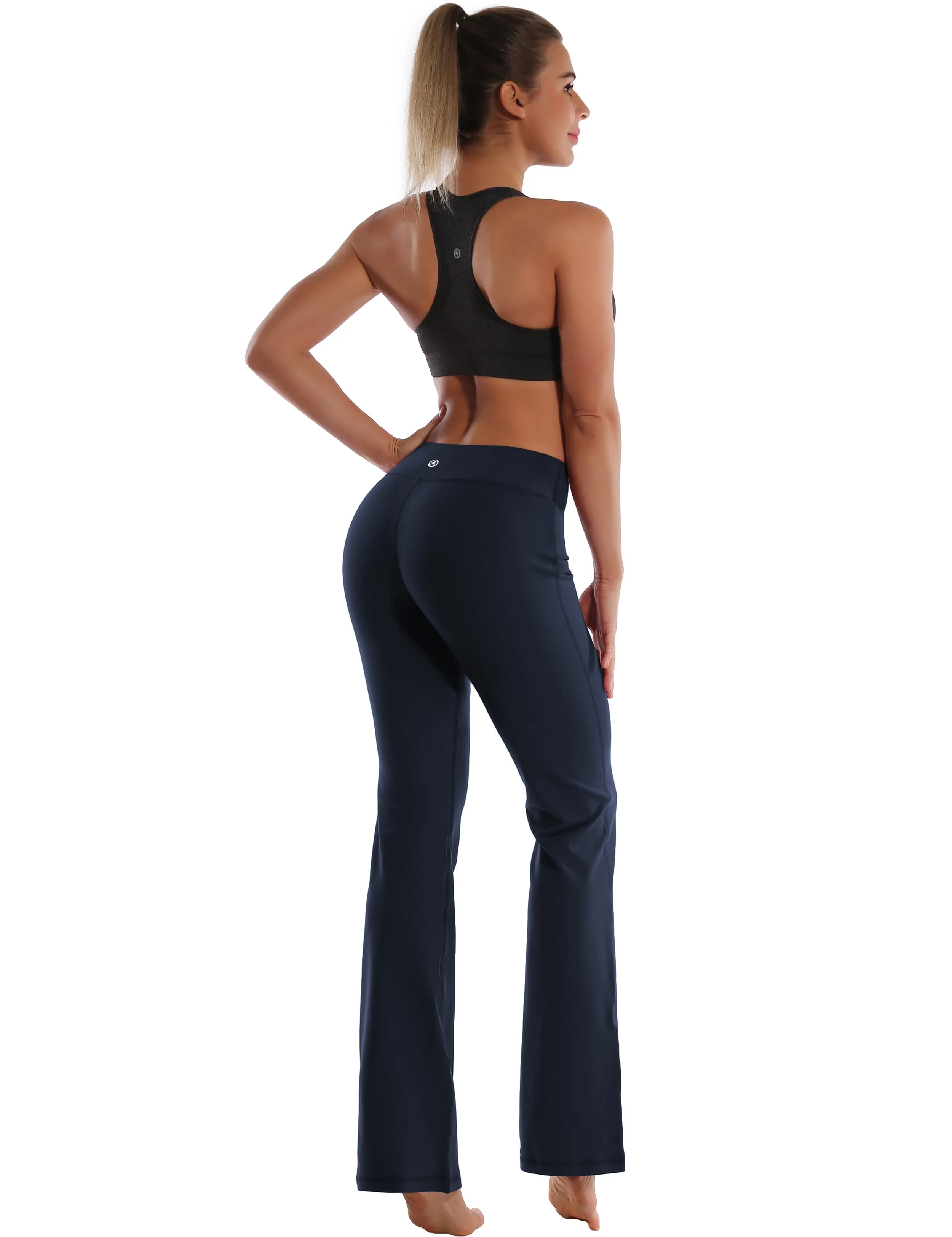 29" 31" 33" 35" Cotton Nylon Bootcut Leggings darknavy_yoga