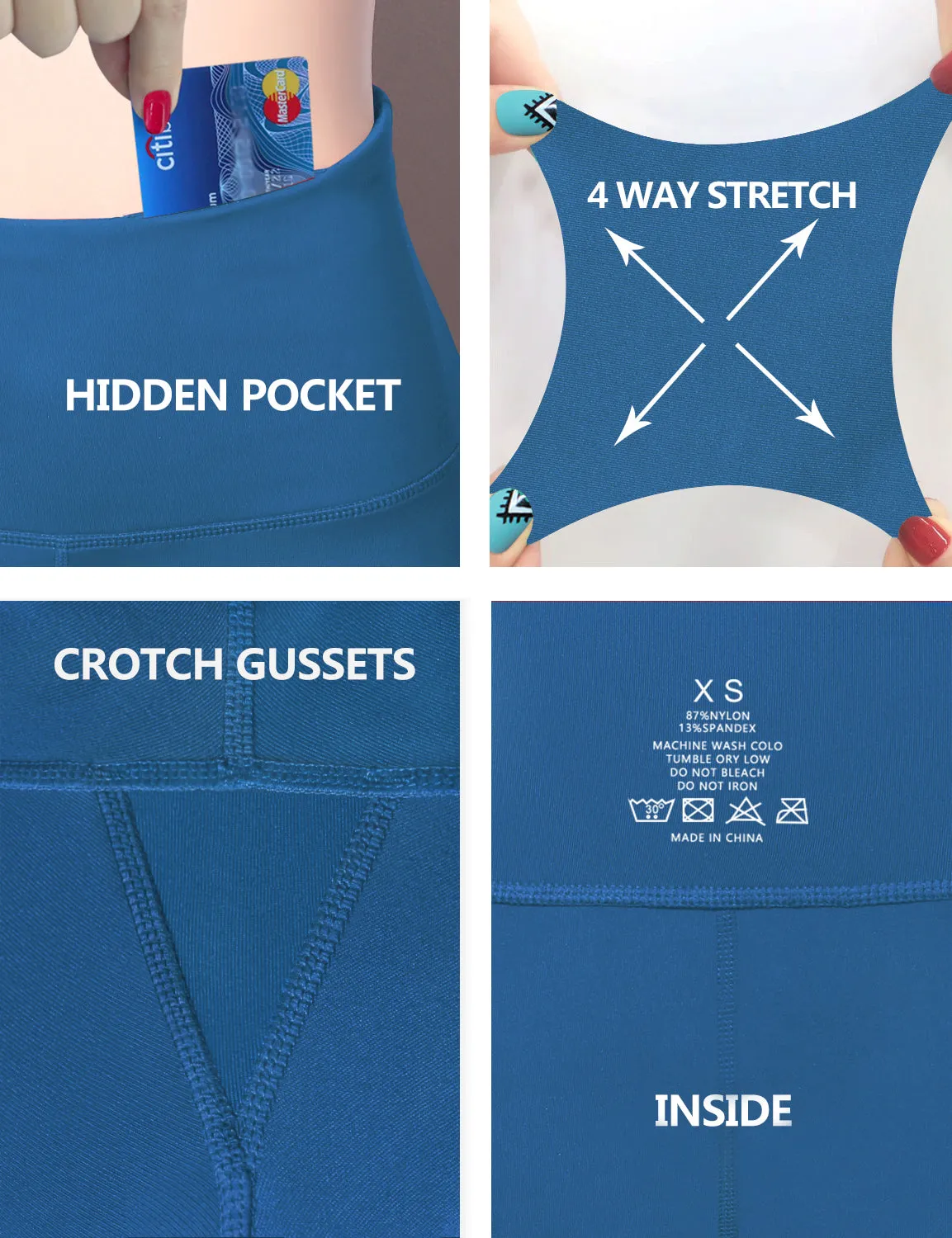 29" 31" 33" 35" Cotton Nylon Bootcut Leggings peacockblue_yoga