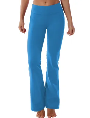 29" 31" 33" 35" Cotton Nylon Bootcut Leggings peacockblue_yoga
