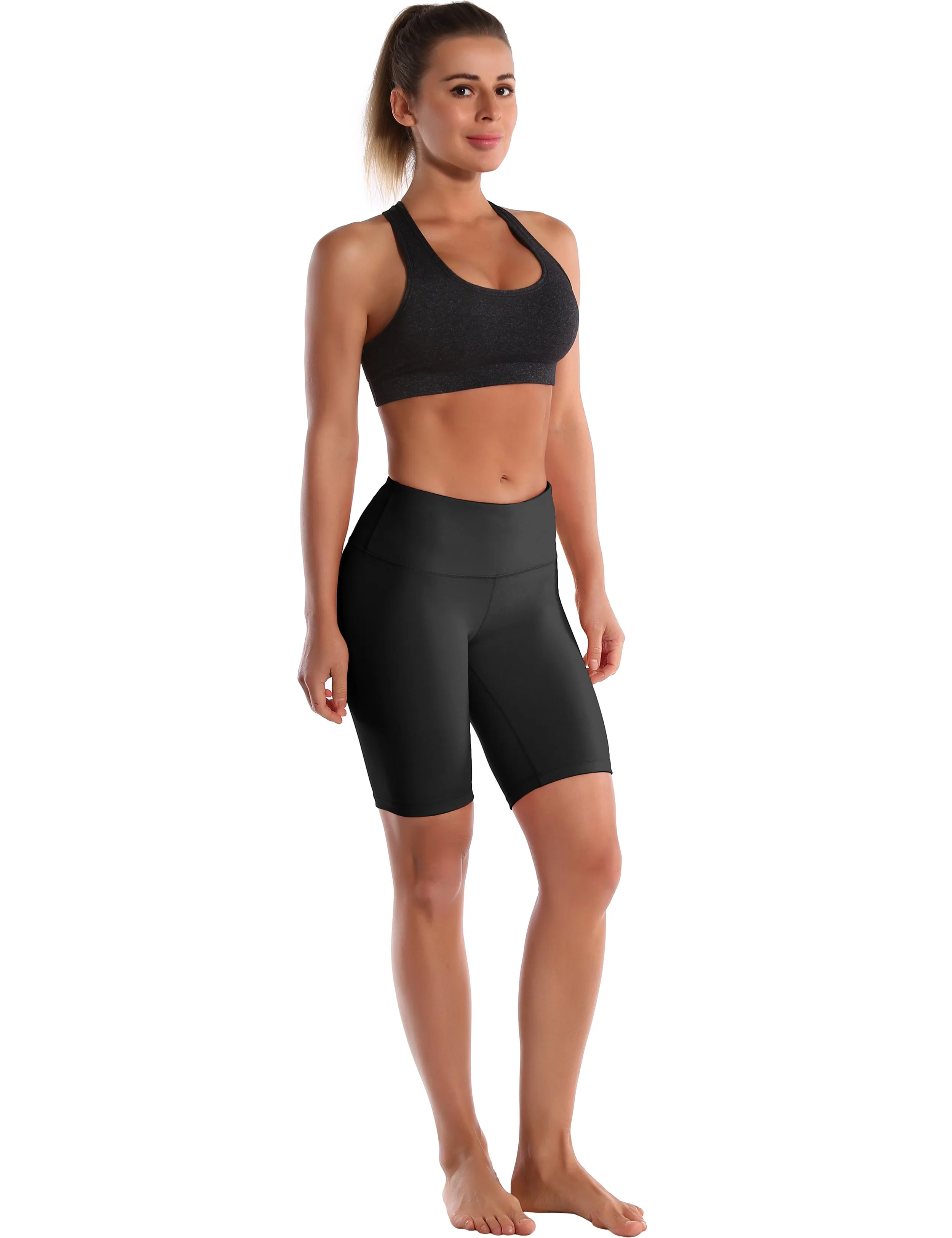 8" High Waist Yoga Shorts black_yoga
