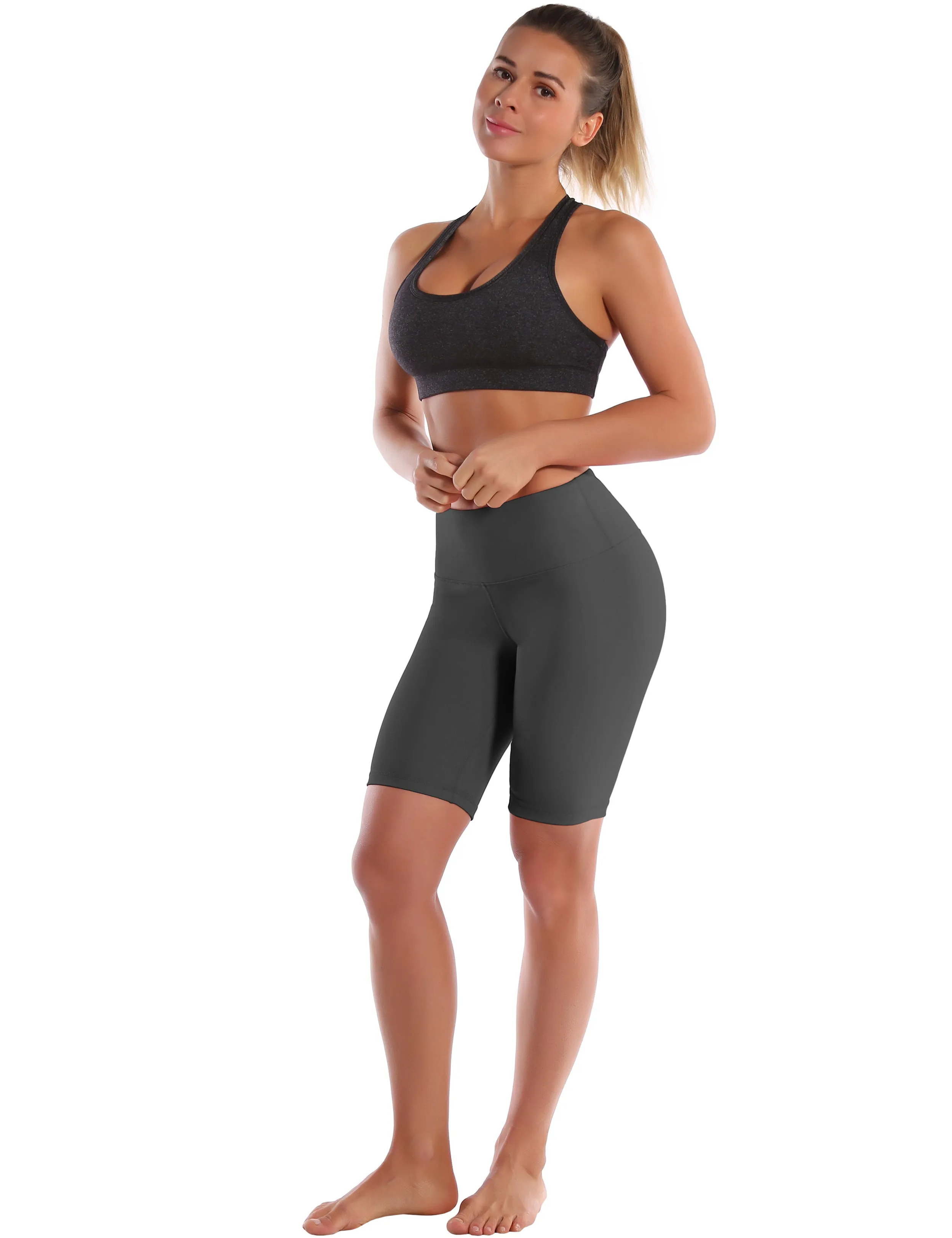 8" High Waist Yoga Shorts shadowcharcoal_yoga