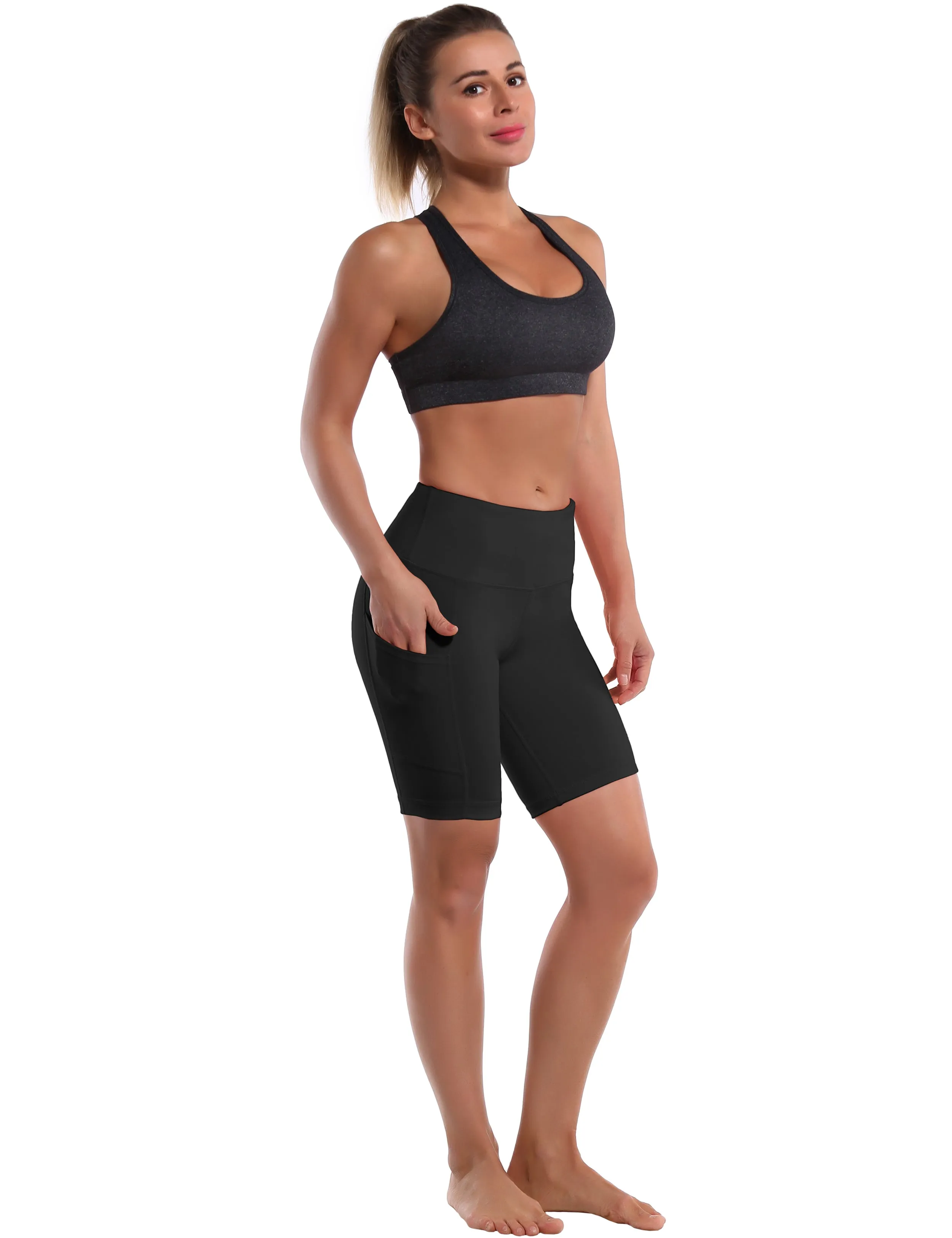 8" Side Pockets Yoga Shorts black_yoga