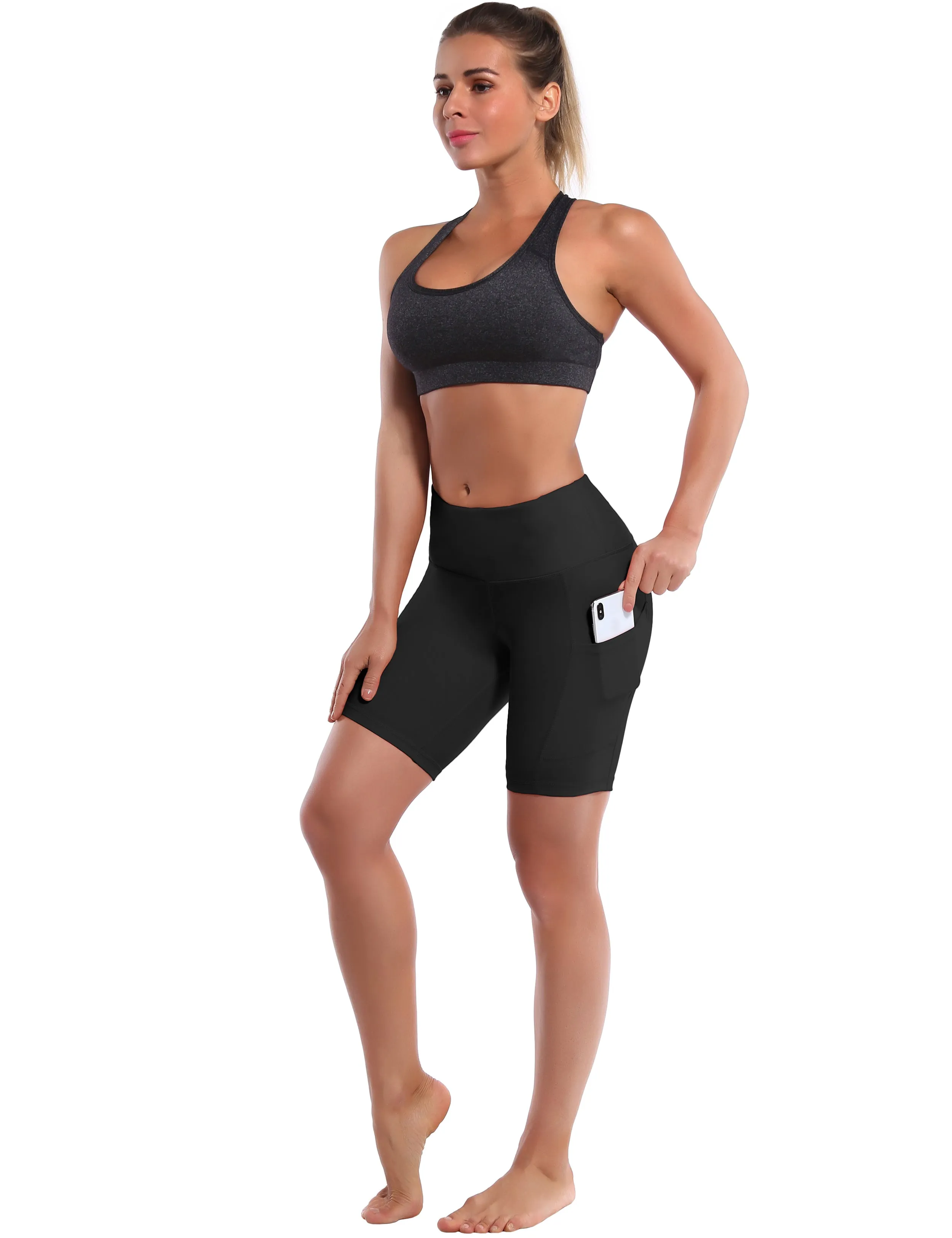 8" Side Pockets Yoga Shorts black_yoga