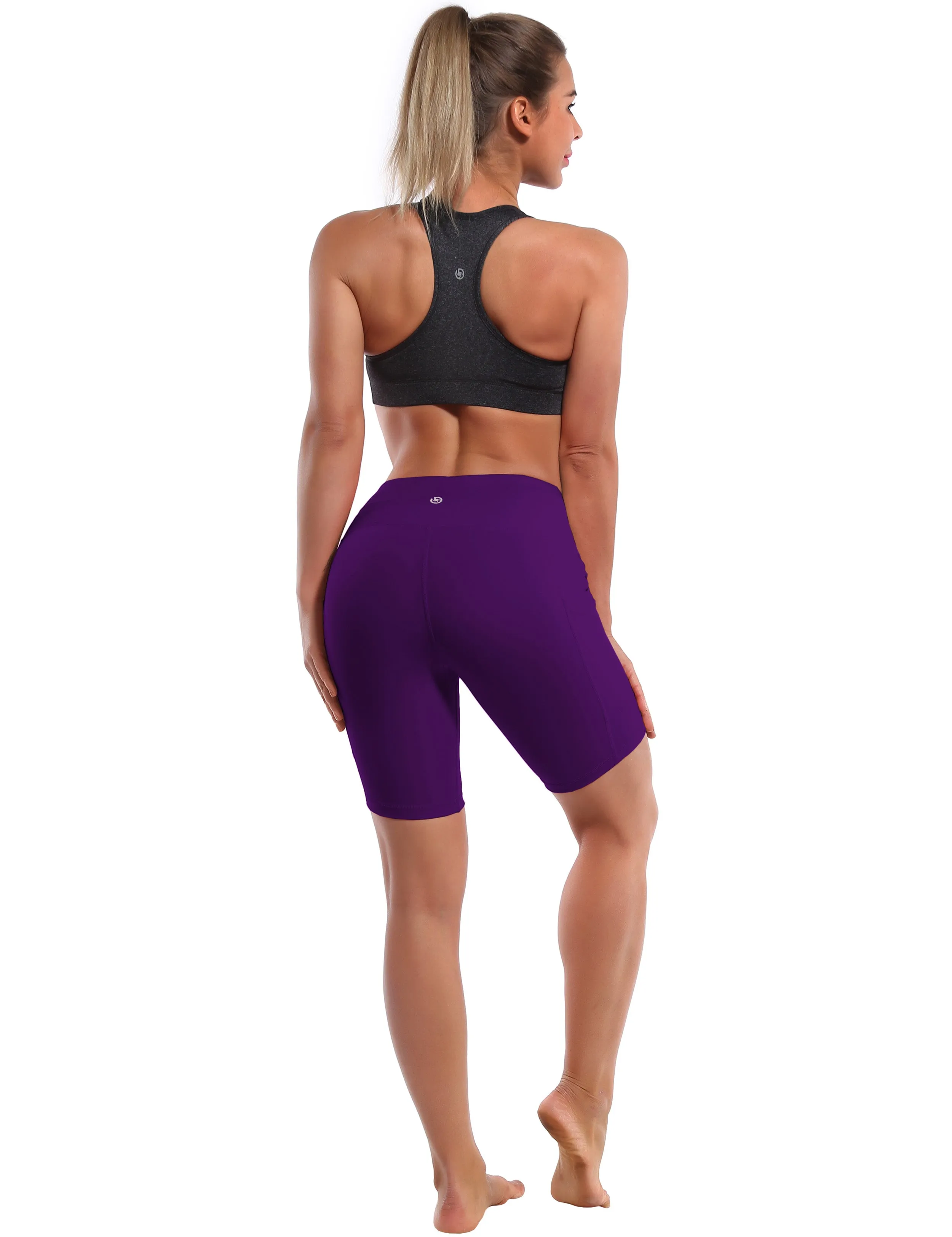 8" Side Pockets Yoga Shorts eggplantpurple