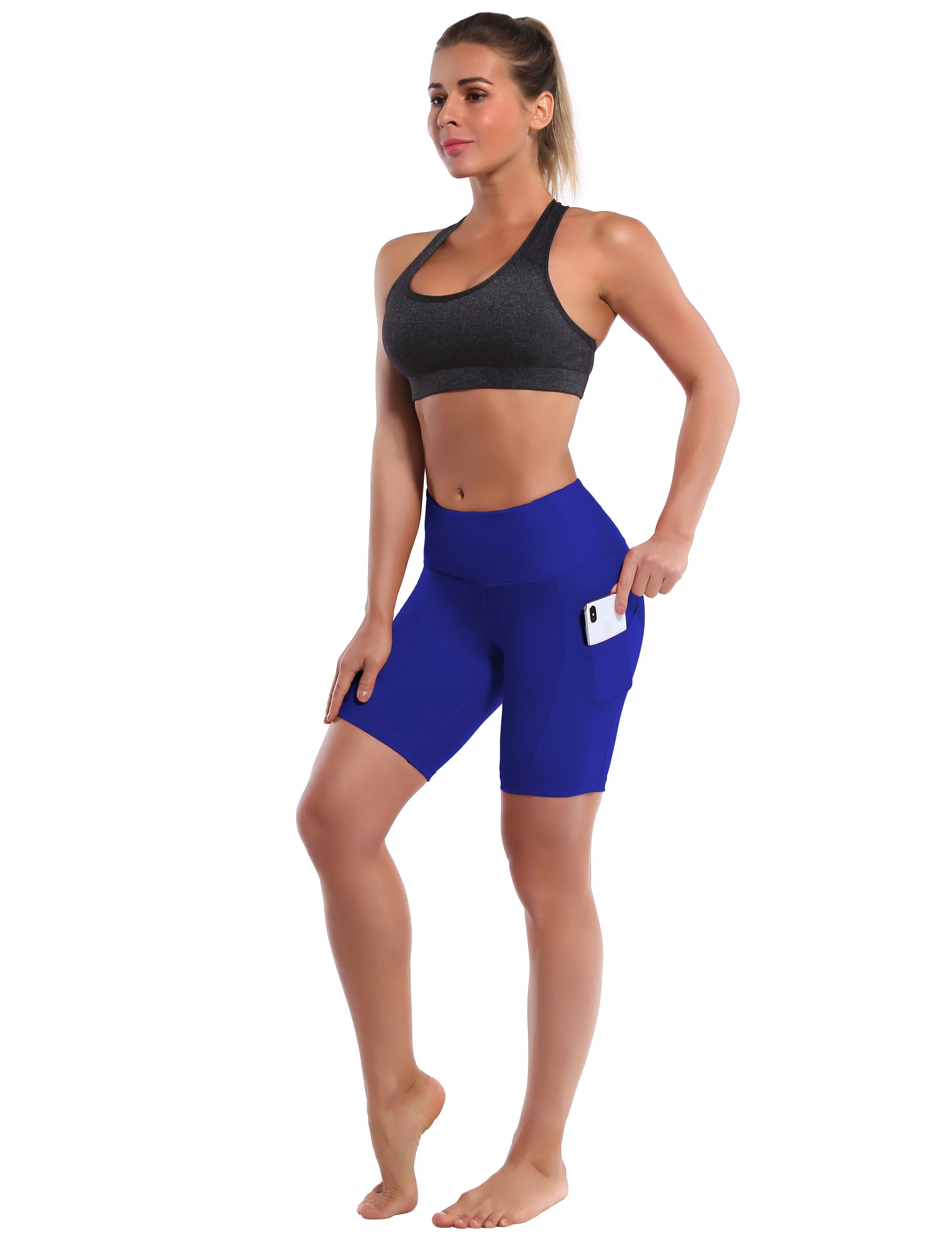 8" Side Pockets Yoga Shorts navy_yoga