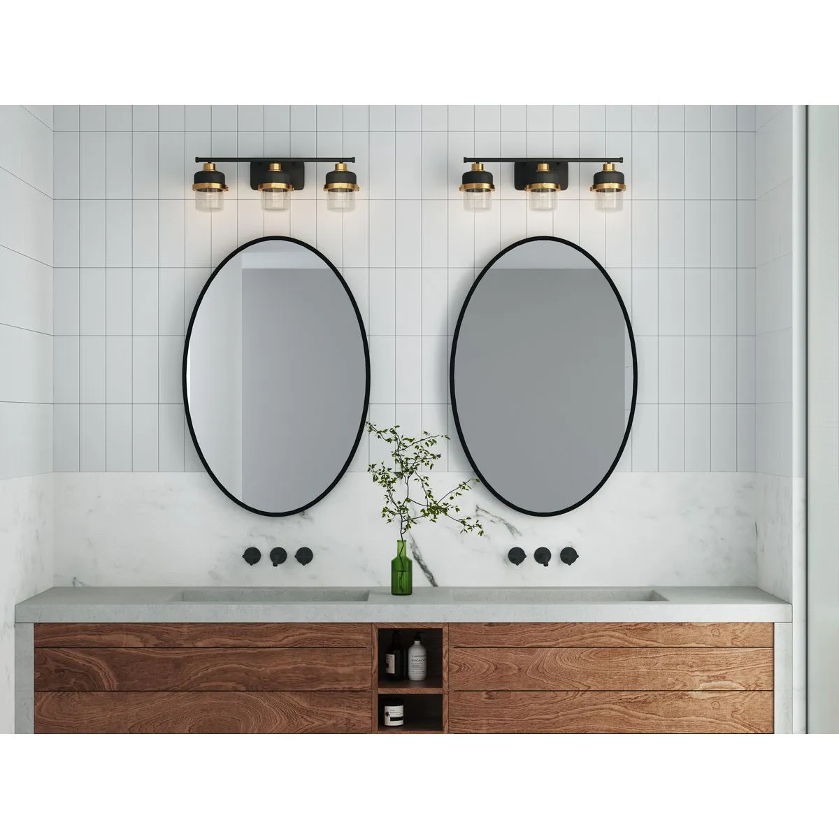 Beckner Collection Three-Light Clear Glass Bath Light