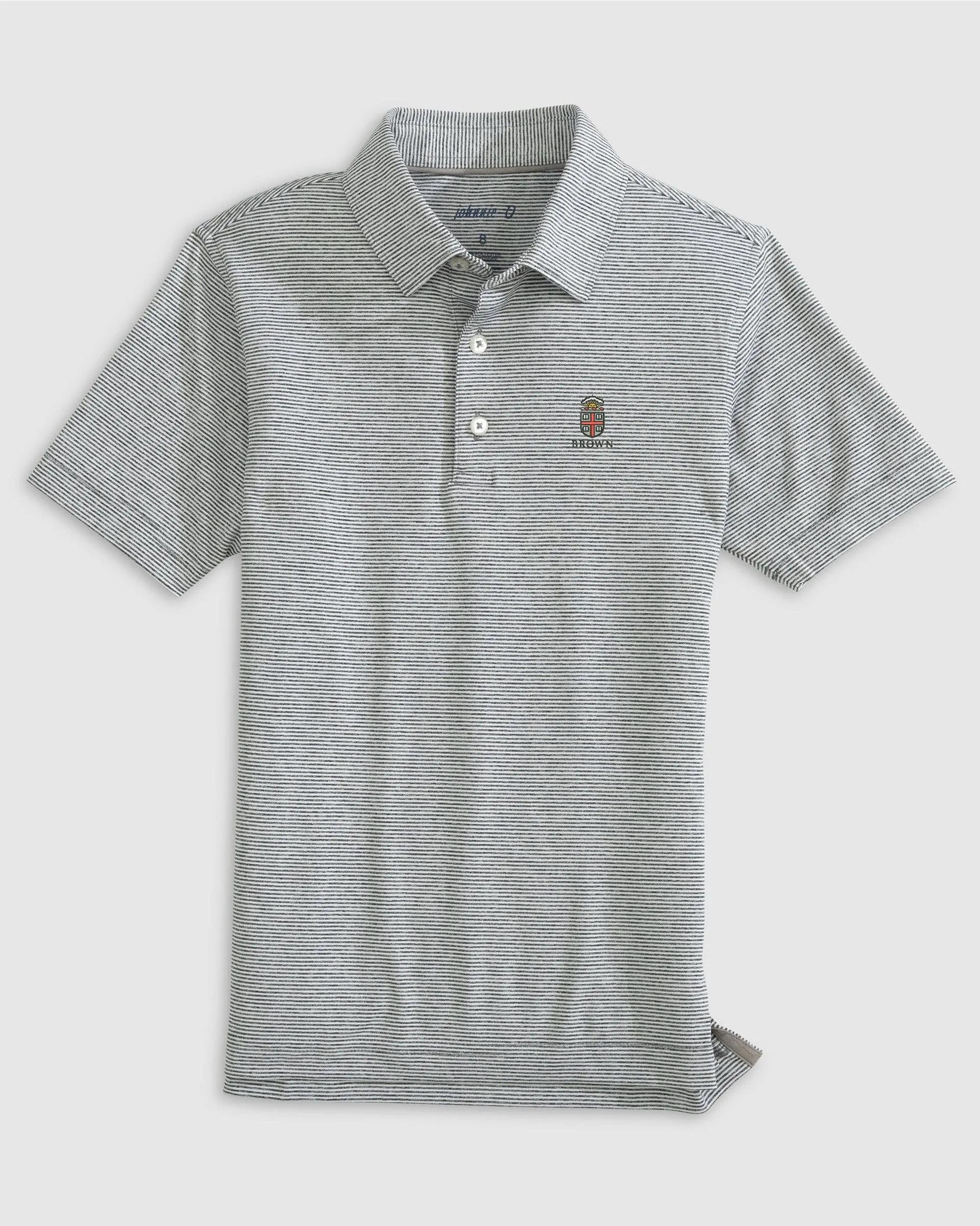 Brown Lyndonn Jr. Striped Jersey Performance Polo