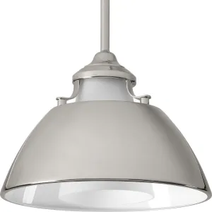 Carbon Collection One-Light Etched White Glass Pendant Light