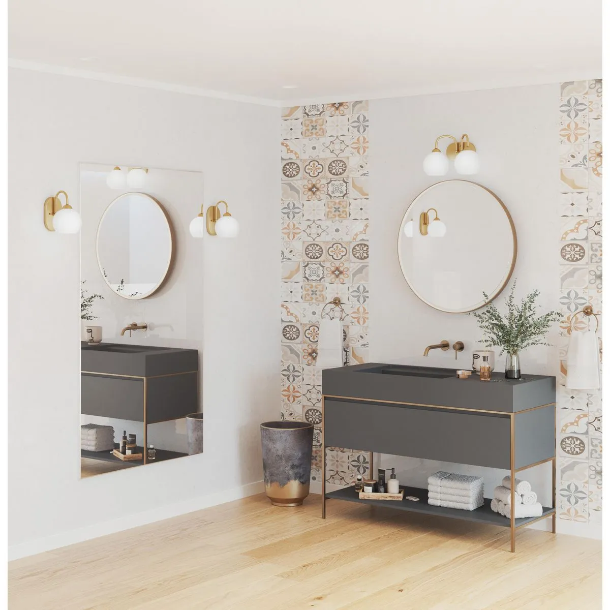 Carisa Collection Two-Light Opal Glass Bath Vanity Light