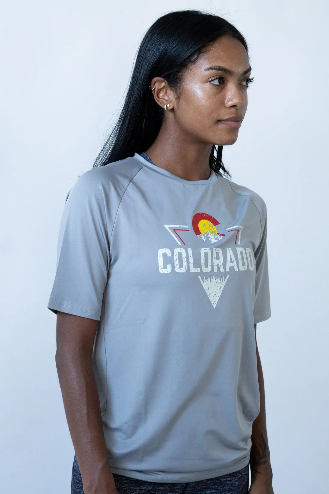 Colorado Threads Mountain Triangle Unisex Performance Tee Grey