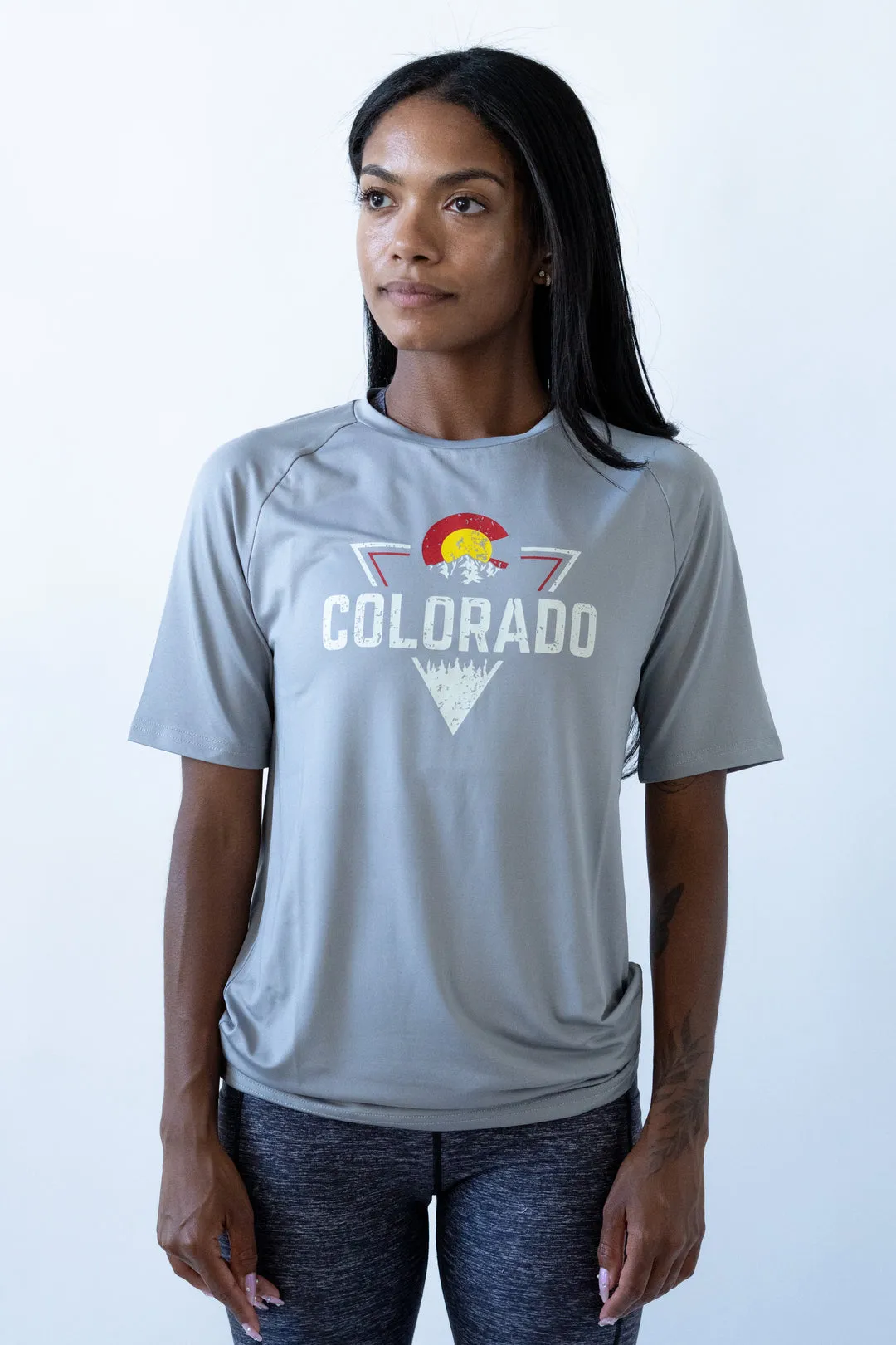 Colorado Threads Mountain Triangle Unisex Performance Tee Grey