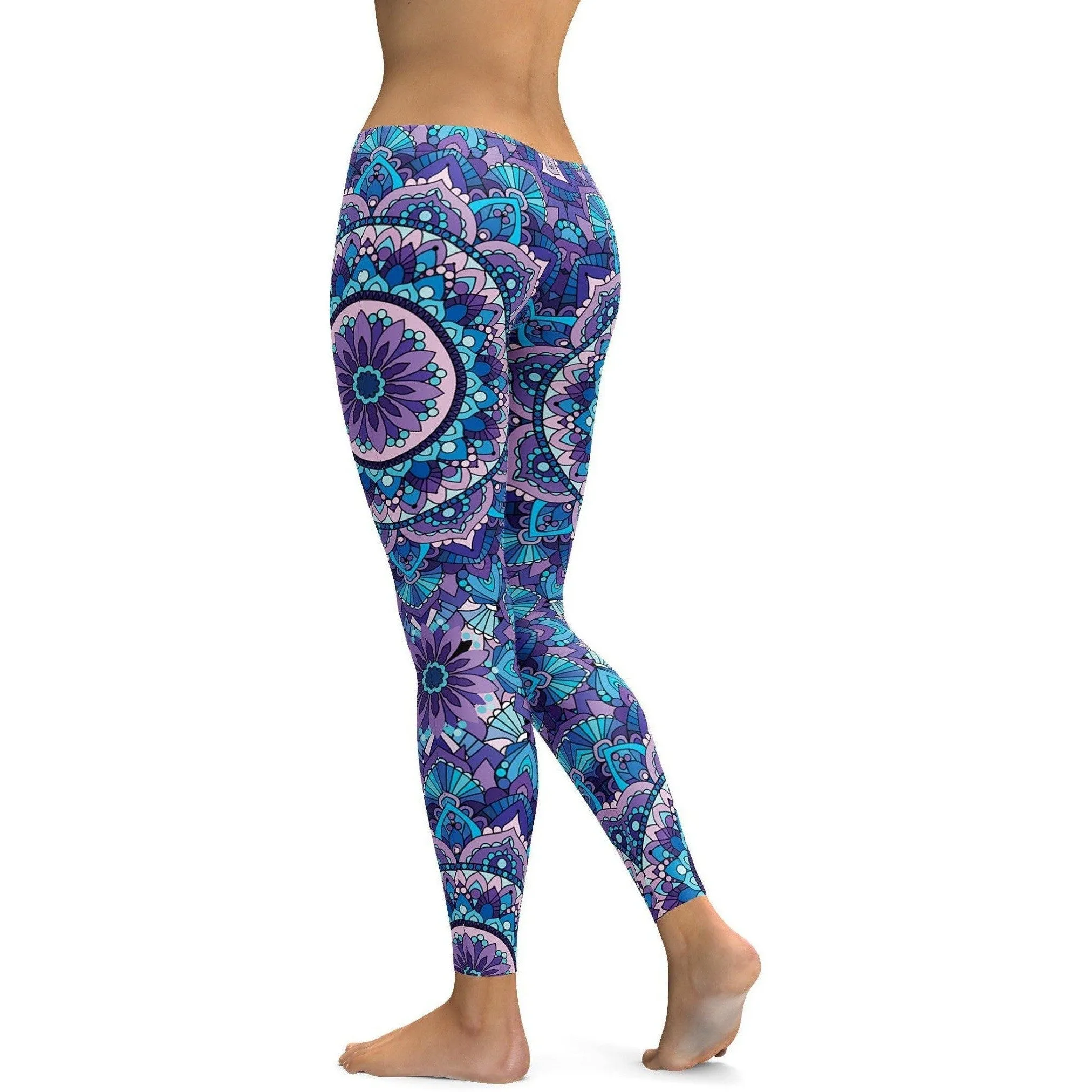 Colorful Blue Mandala Leggings