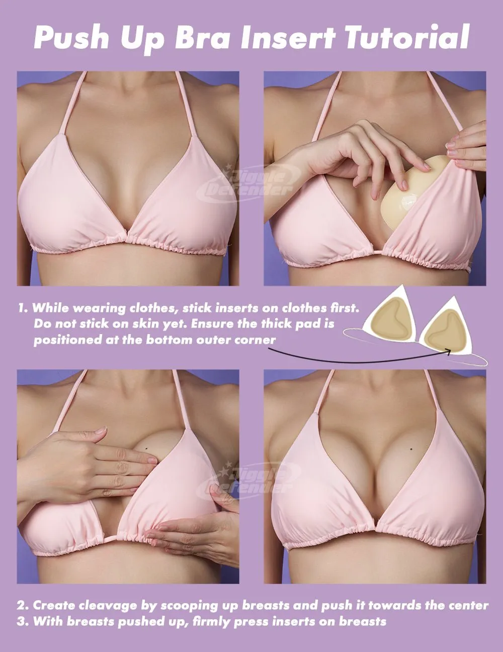 Double Sided Adhesive Push Up Bra Insert - Jiggle Defender