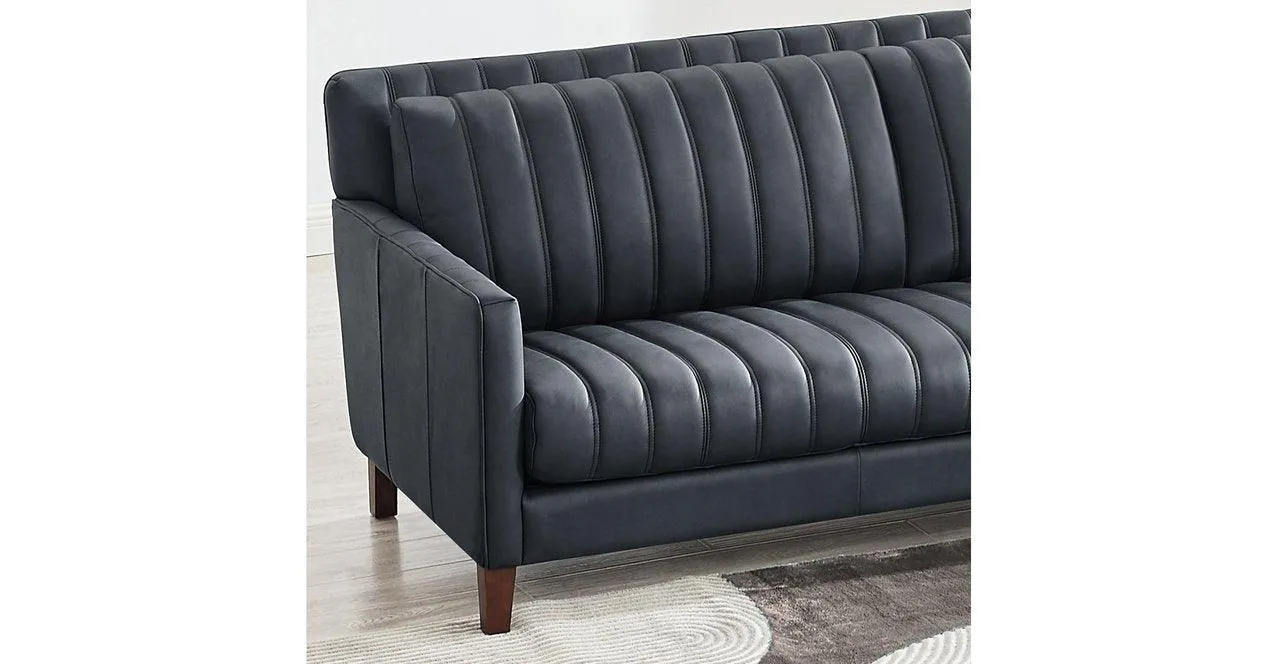 Ennis Leather Sofa Collection, Midnight Gray